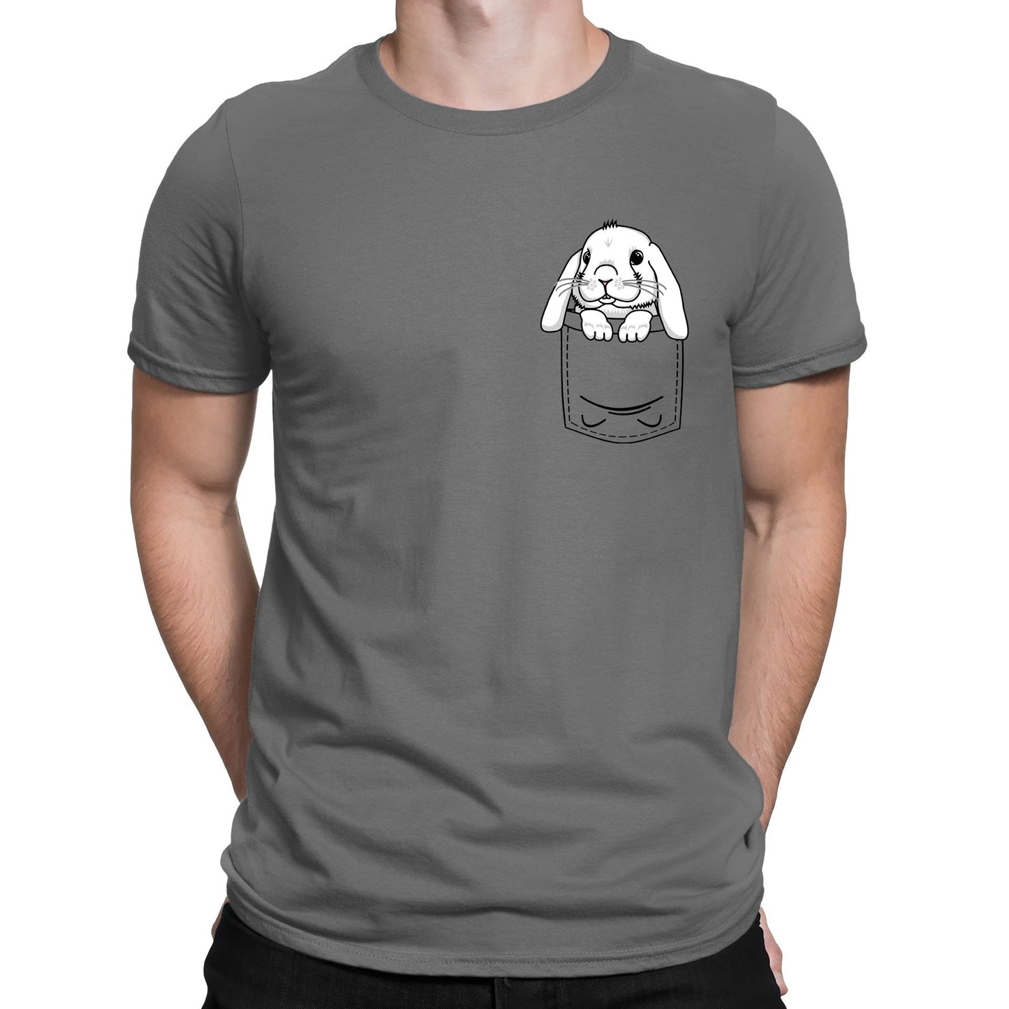 Rabbit Pocket Print Mens T-shirt