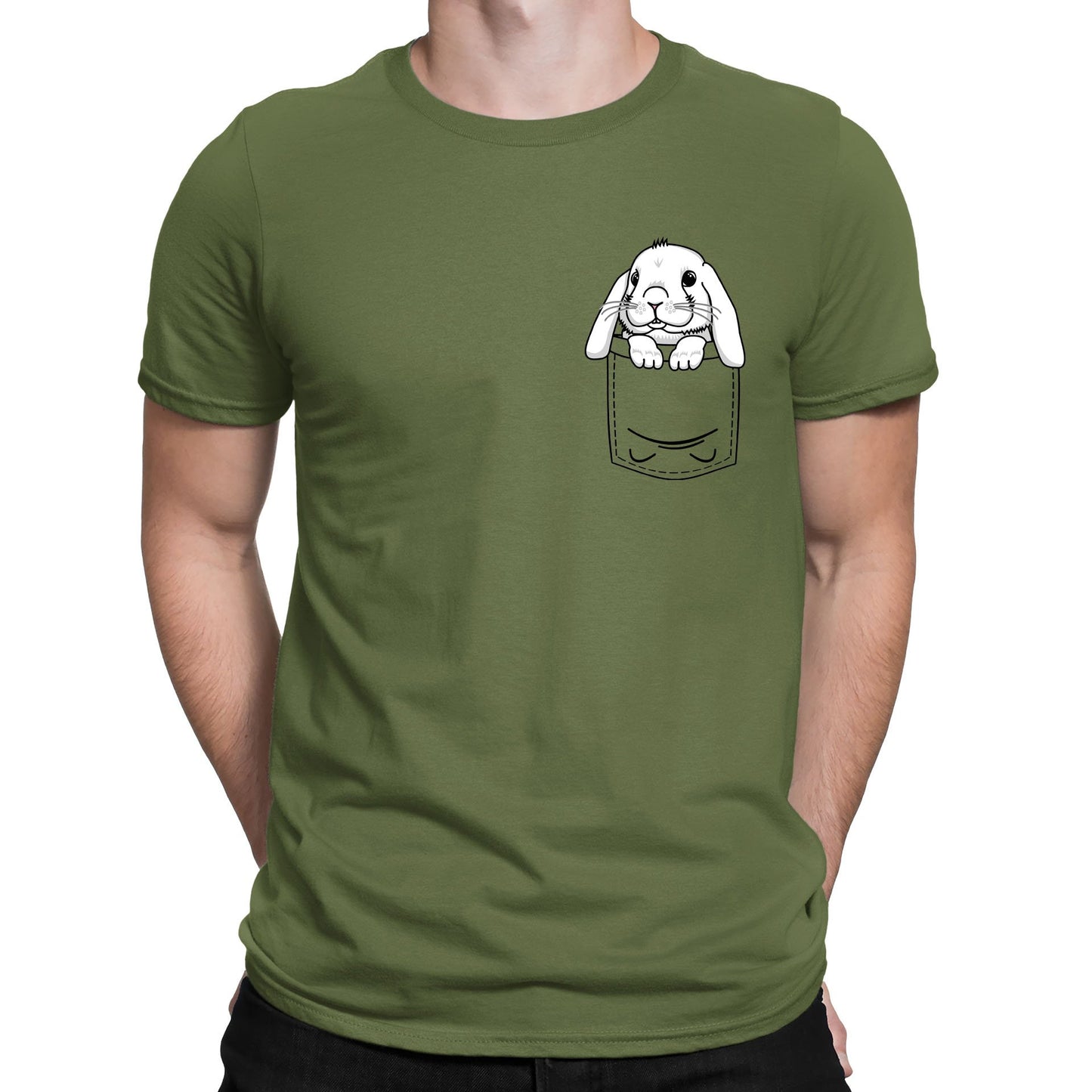 Rabbit Pocket Print Mens T-shirt