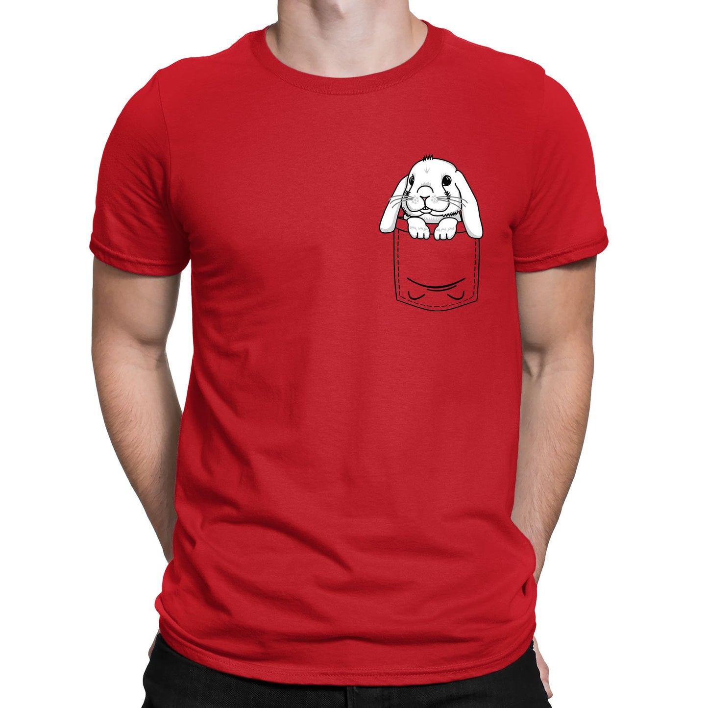 Rabbit Pocket Print Mens T-shirt