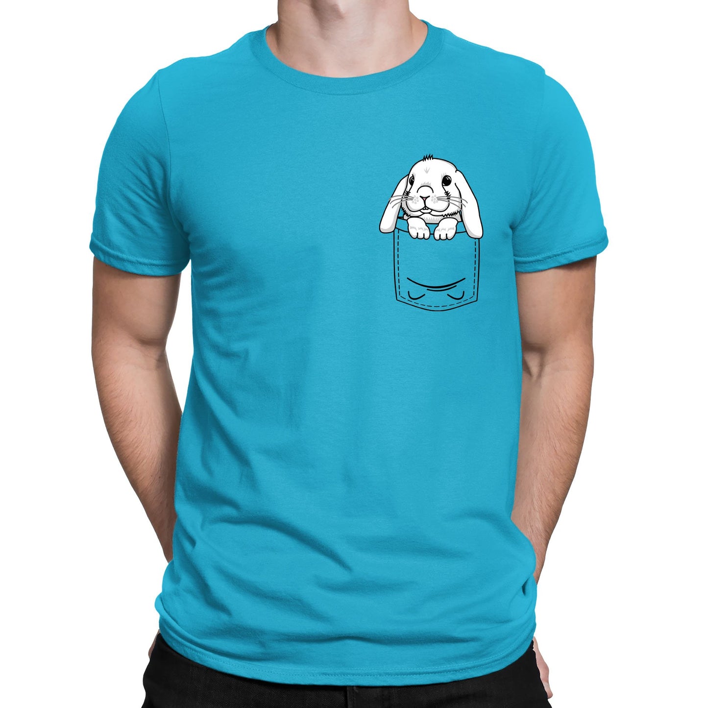 Rabbit Pocket Print Mens T-shirt