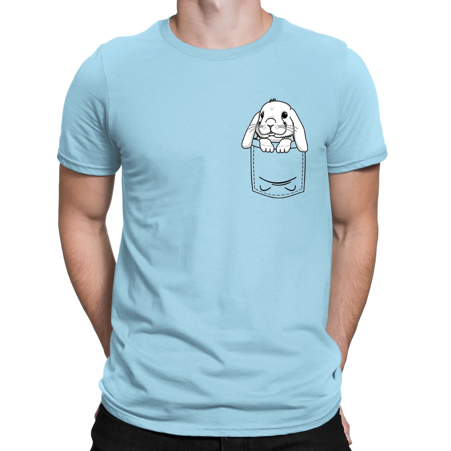 Rabbit Pocket Print Mens T-shirt