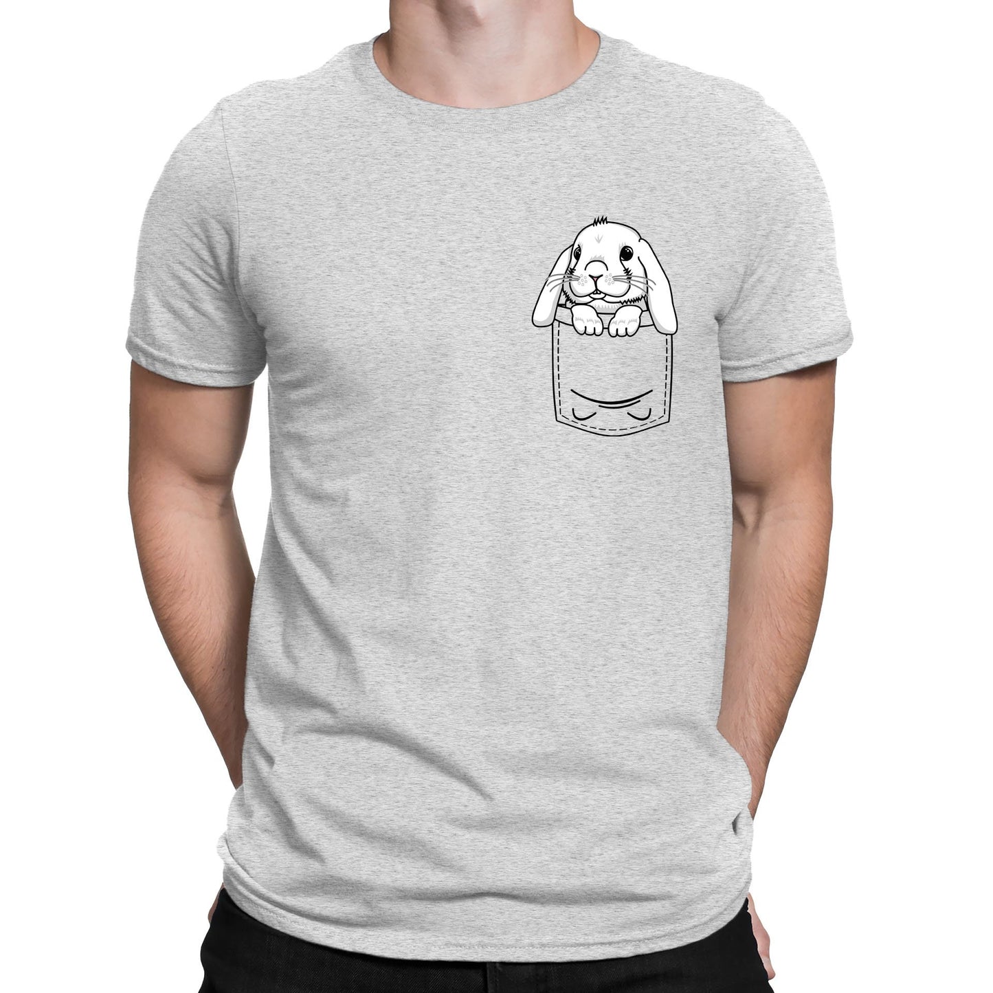 Rabbit Pocket Print Mens T-shirt