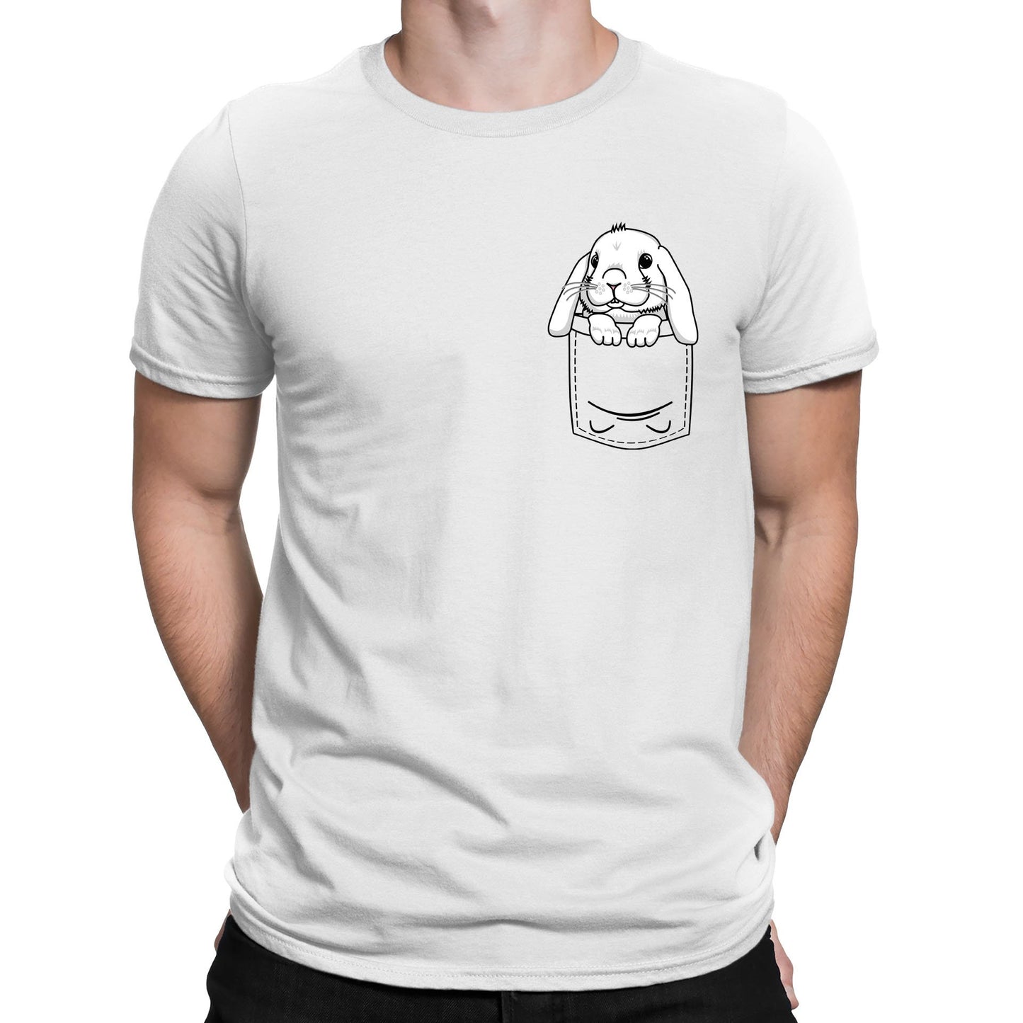 Rabbit Pocket Print Mens T-shirt