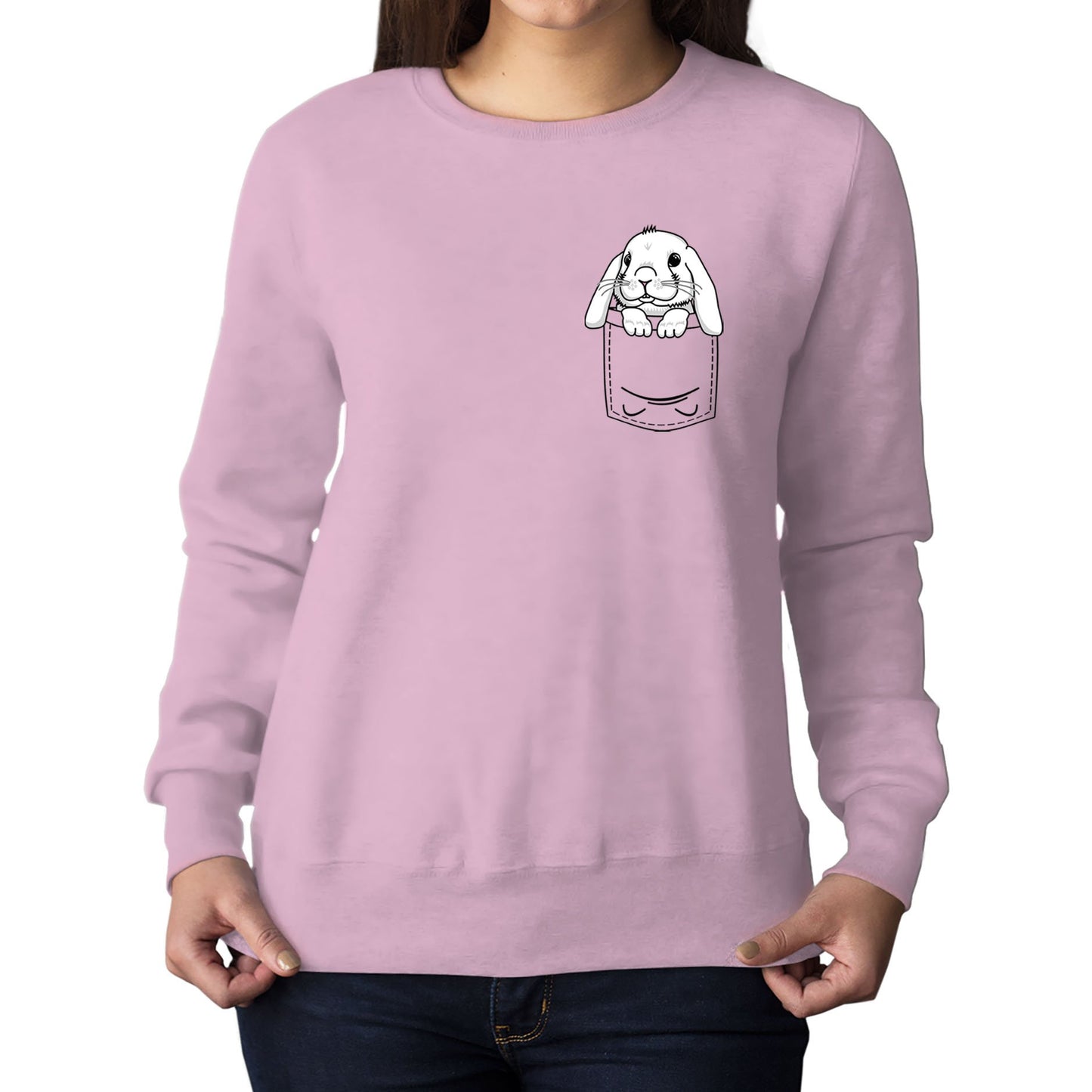 Rabbit Pocket Print Womens Sweatshirt