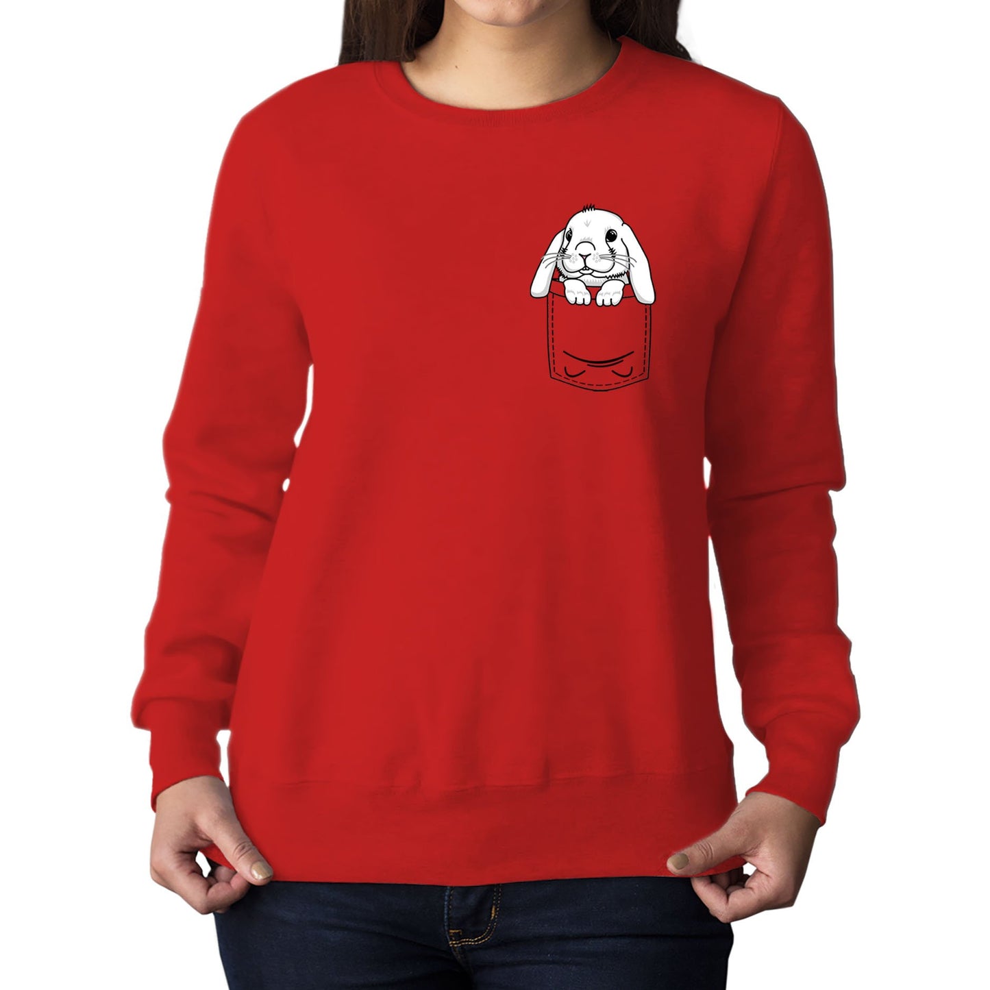 Rabbit Pocket Print Womens Sweatshirt