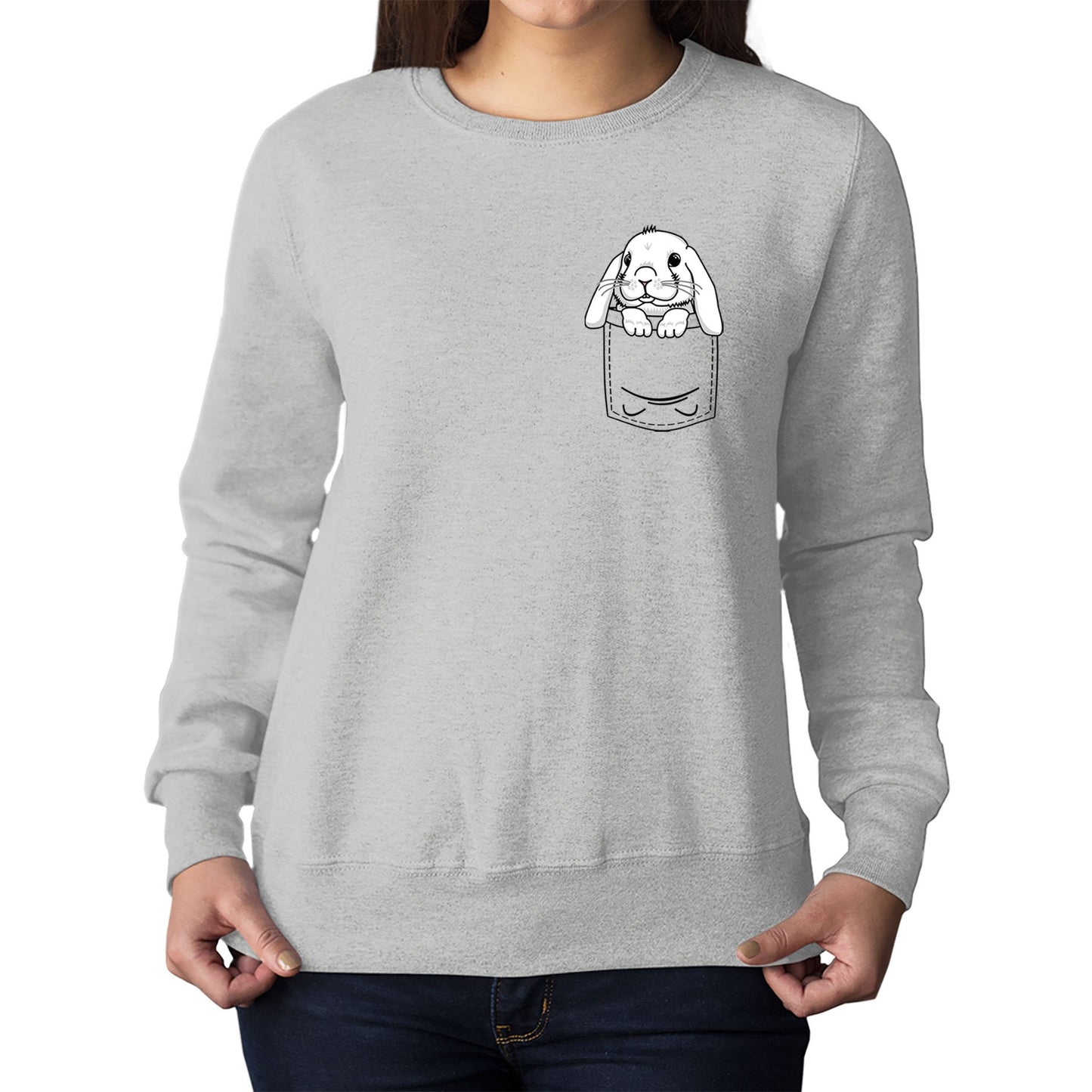 Rabbit Pocket Print Womens Sweatshirt