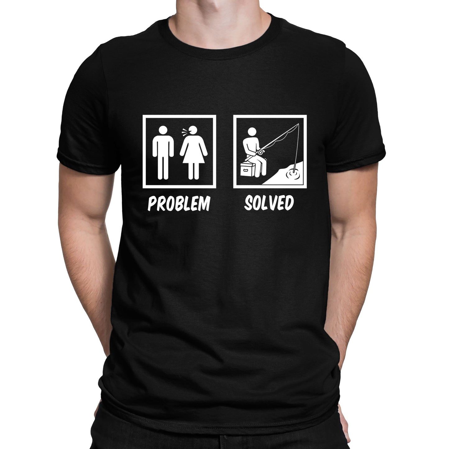 Problem Solved Funny Fishing Mens T-shirt