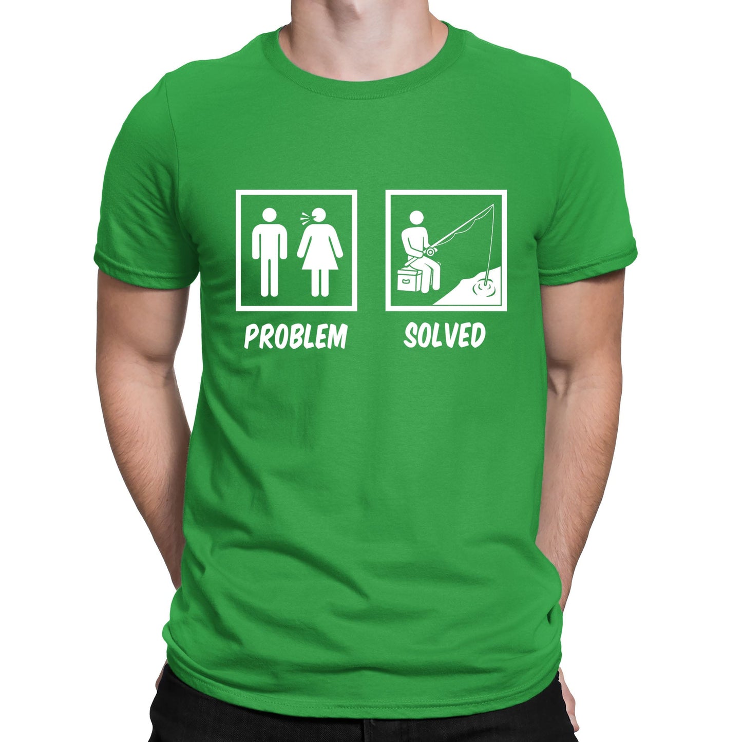 Problem Solved Funny Fishing Mens T-shirt