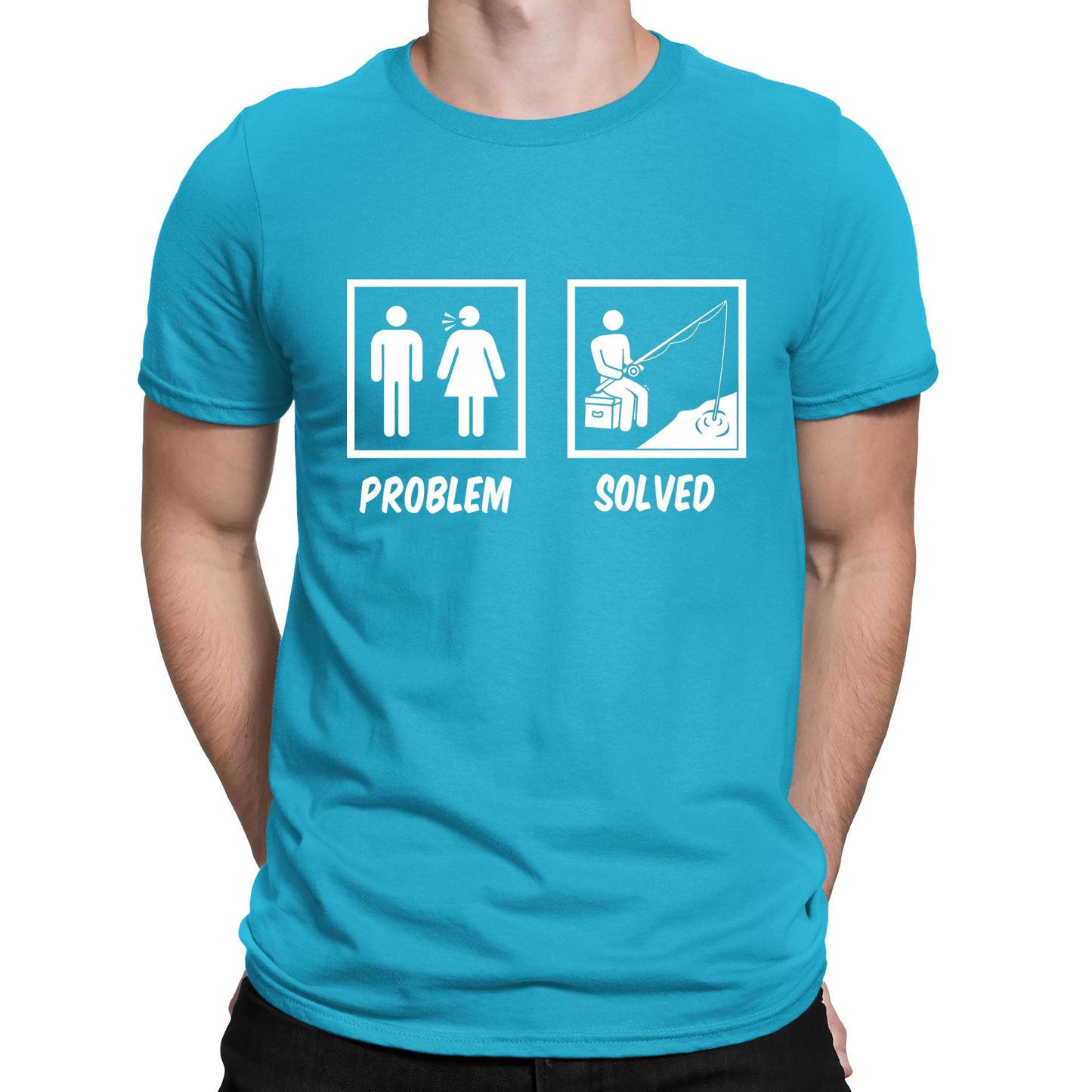 Problem Solved Funny Fishing Mens T-shirt