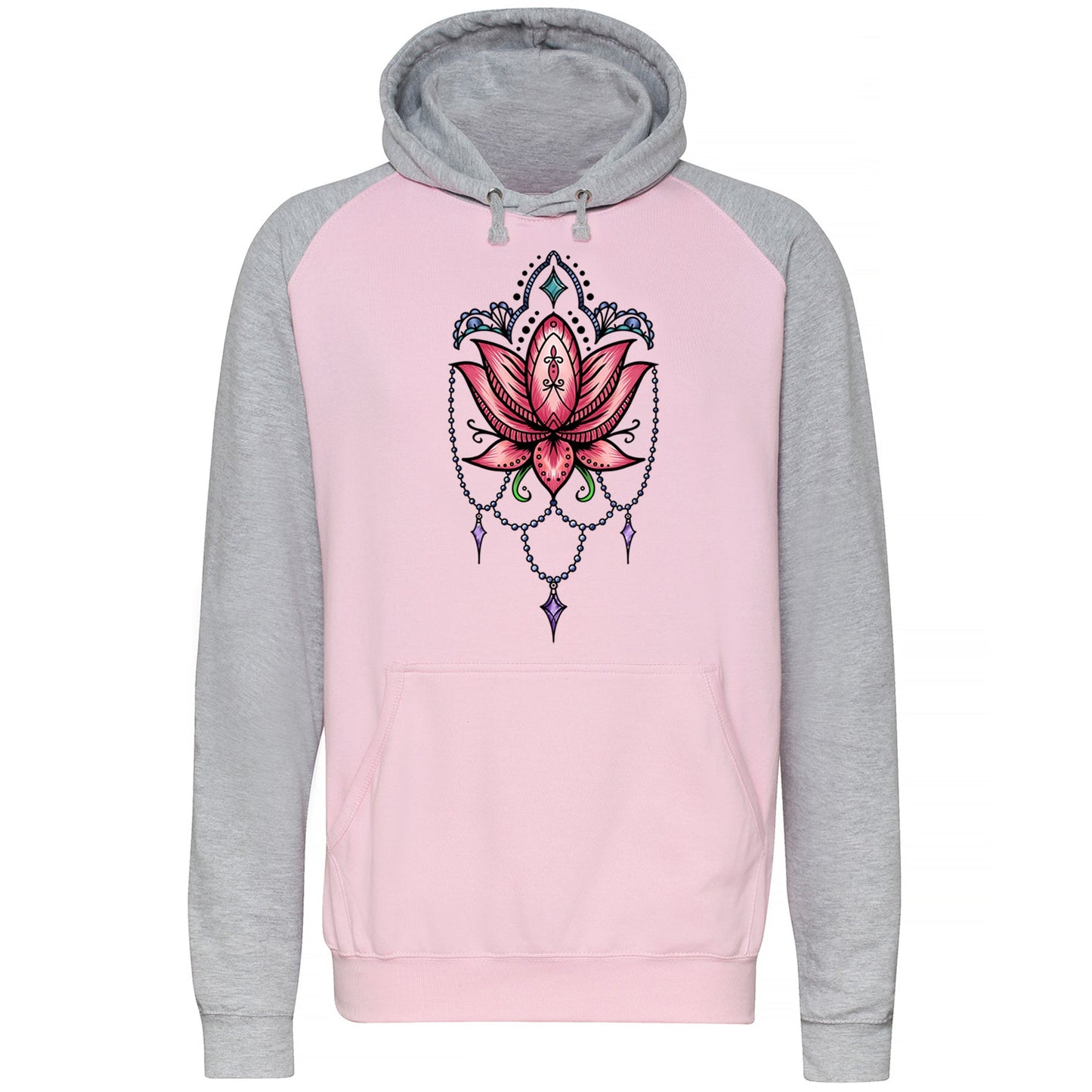 Lotus Flower Tatto Style Baseball Hoodie