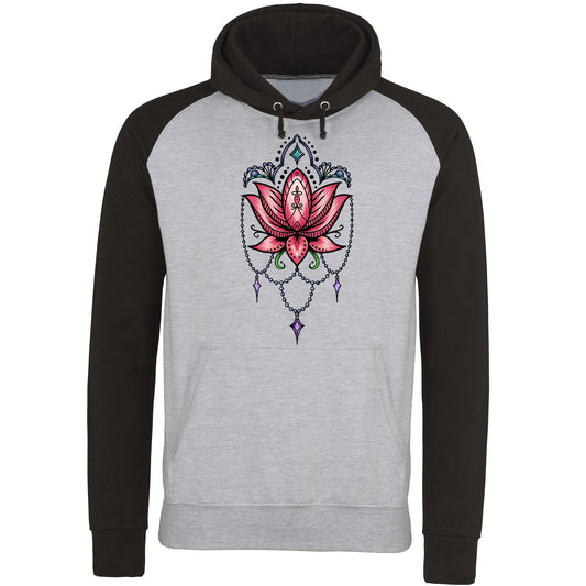 Lotus Flower Tatto Style Baseball Hoodie