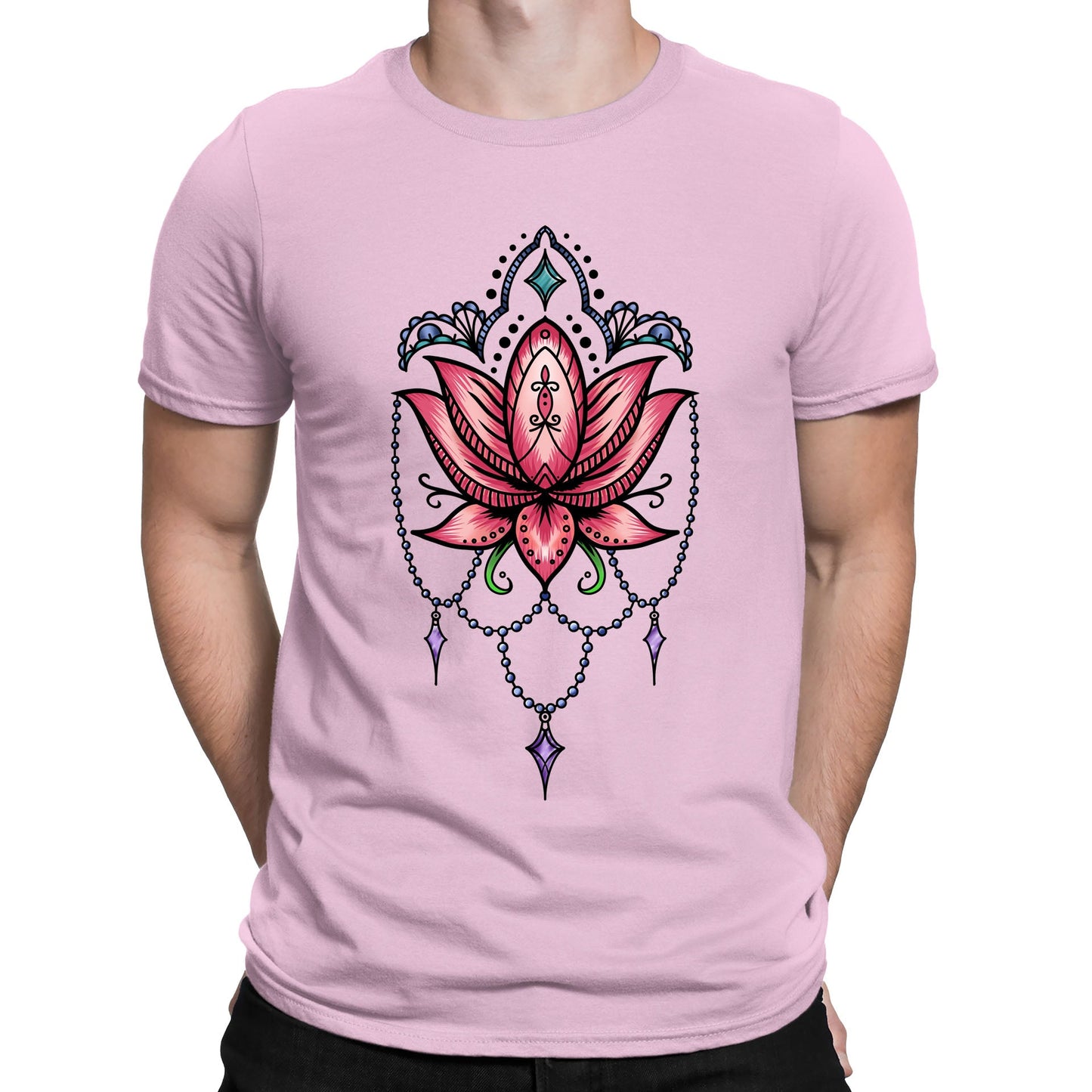 Lotus Flower Tatto Style Mens T-shirt