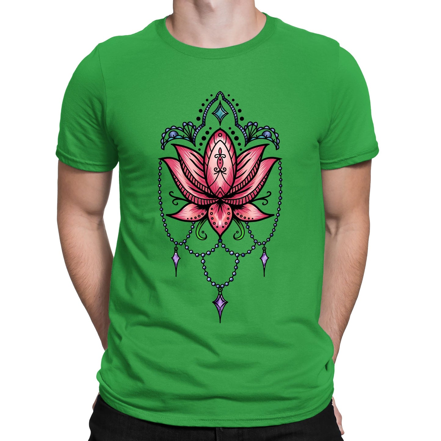 Lotus Flower Tatto Style Mens T-shirt