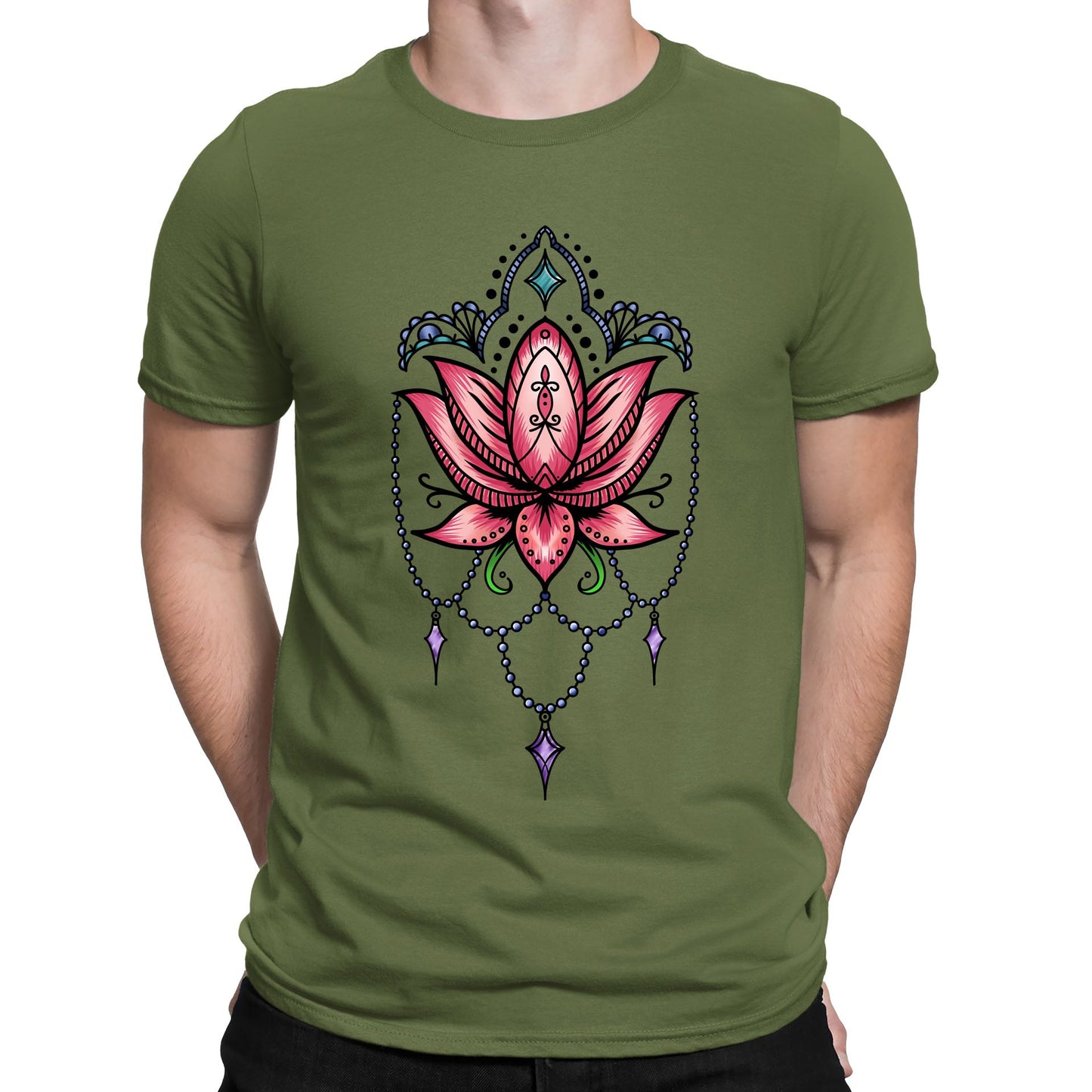 Lotus Flower Tatto Style Mens T-shirt