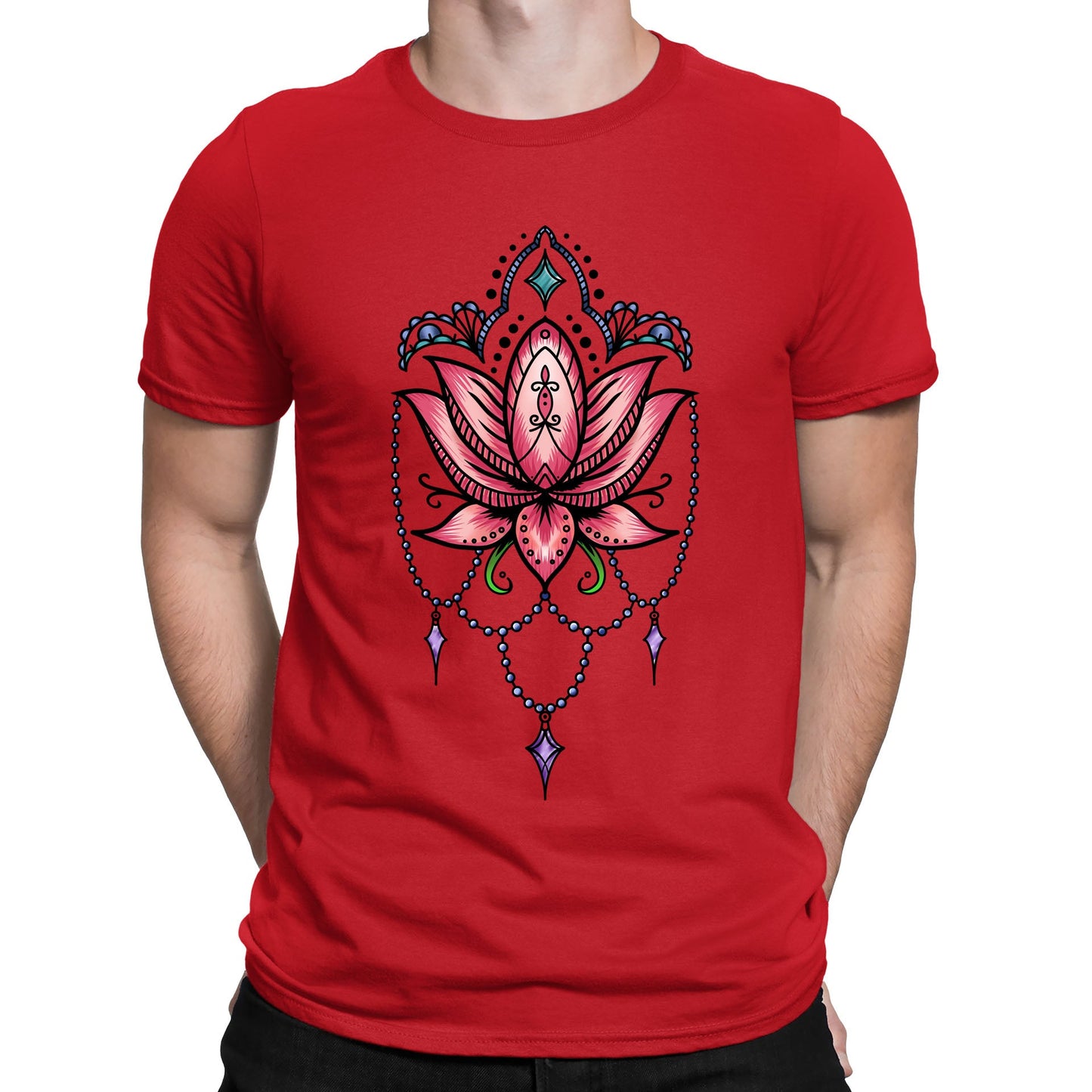 Lotus Flower Tatto Style Mens T-shirt