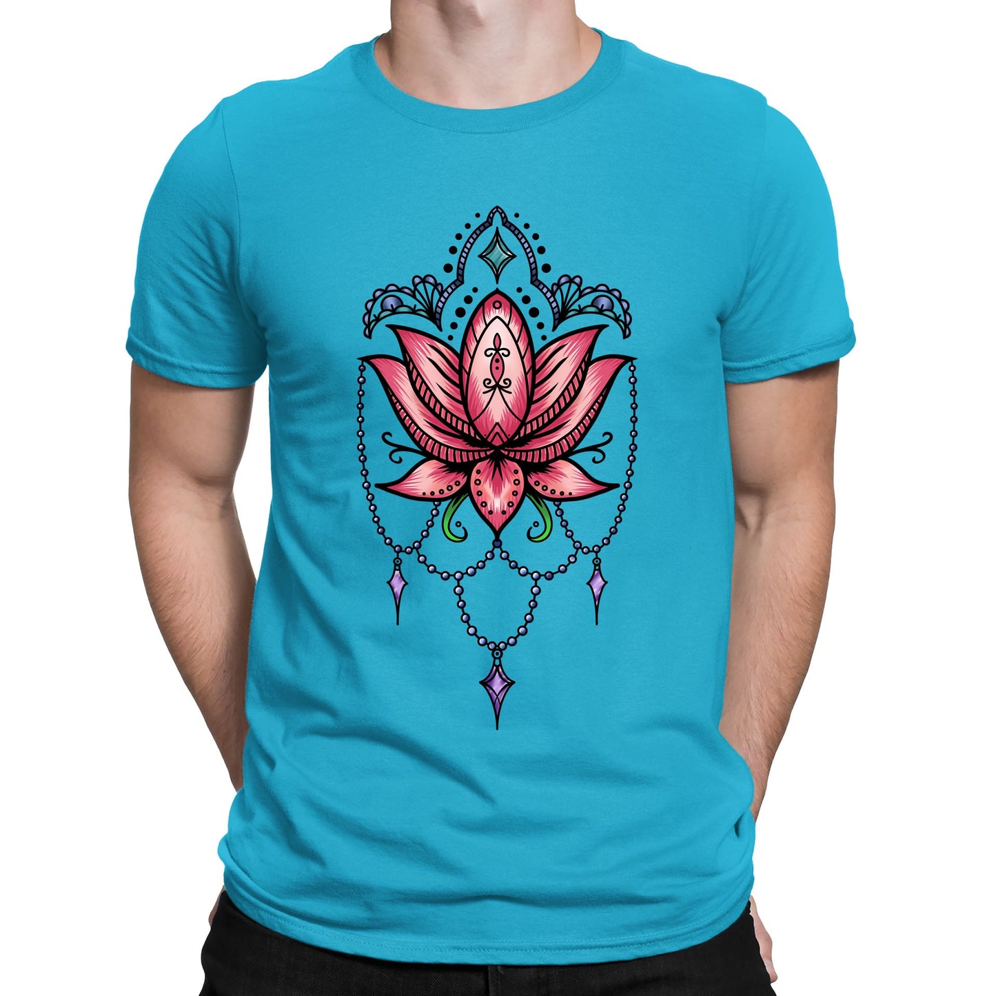 Lotus Flower Tatto Style Mens T-shirt