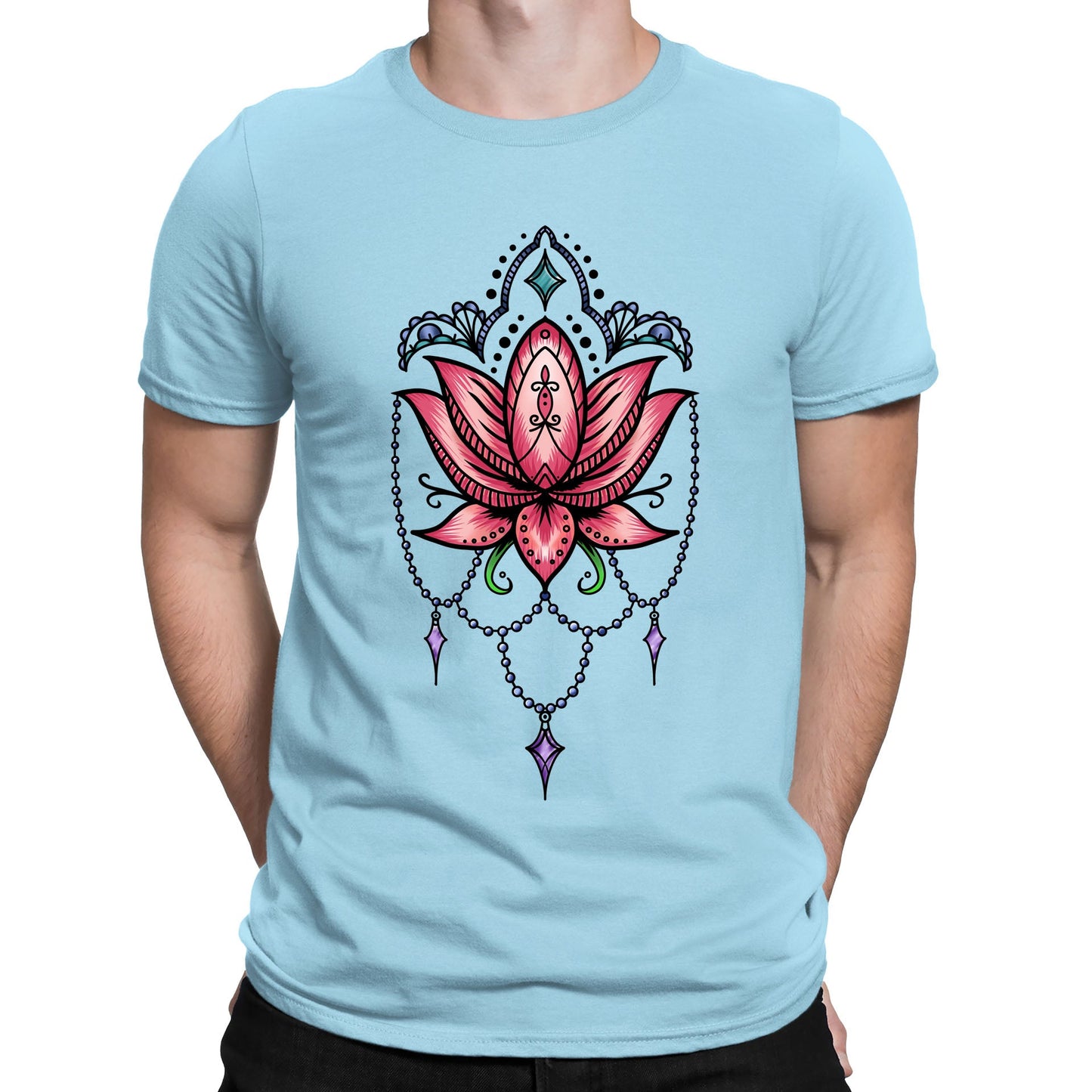 Lotus Flower Tatto Style Mens T-shirt