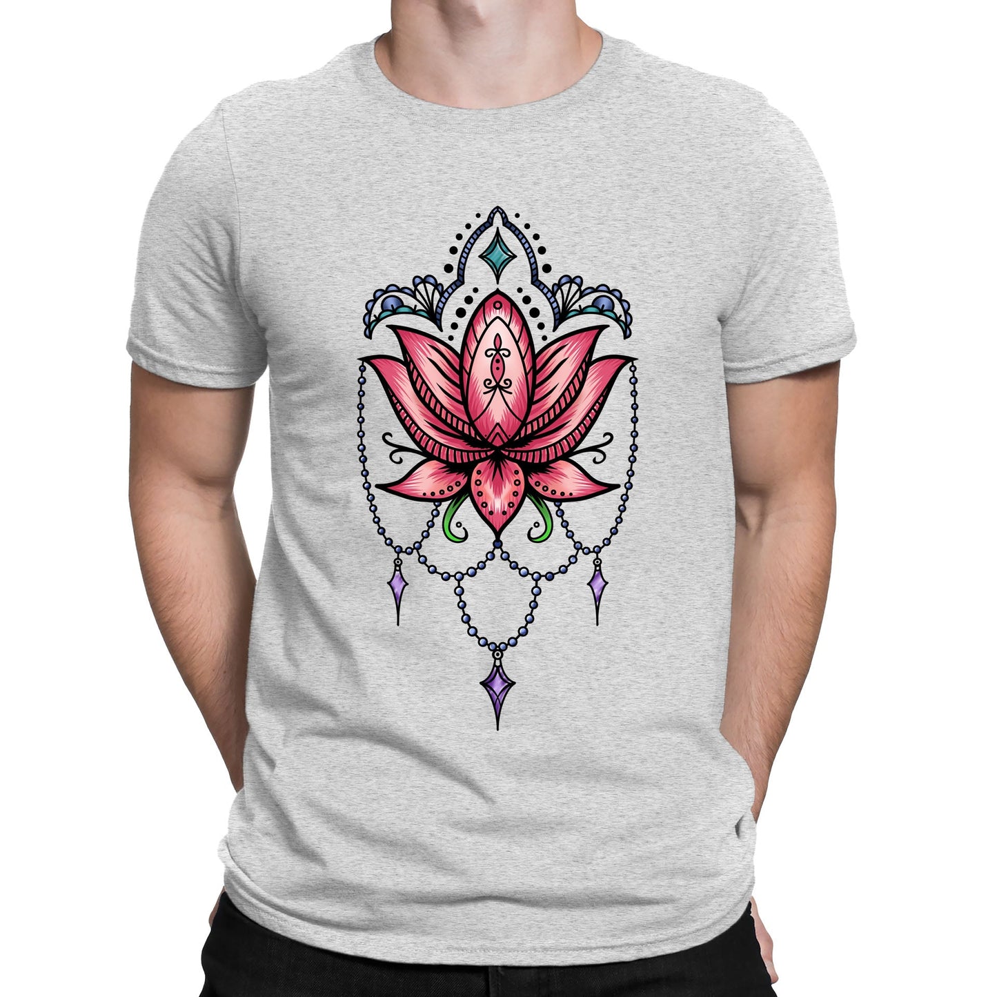 Lotus Flower Tatto Style Mens T-shirt