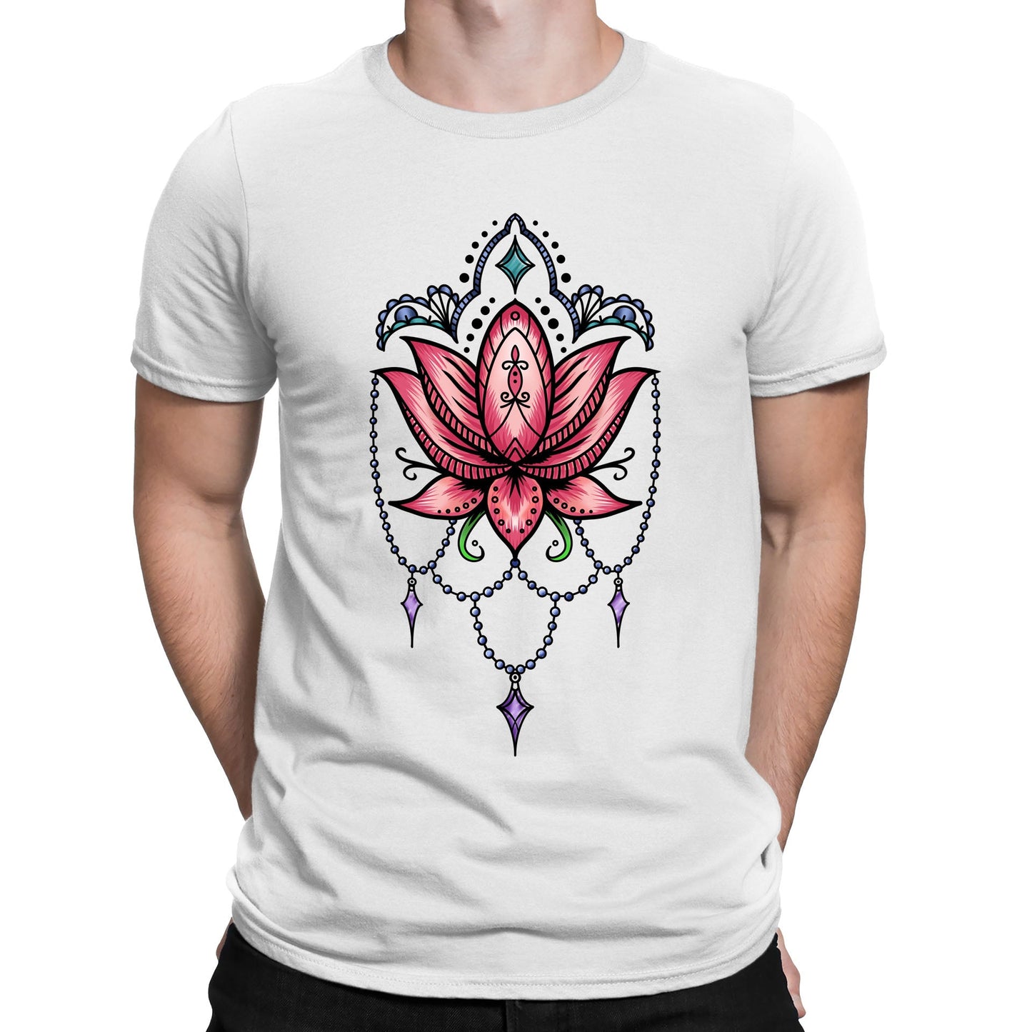 Lotus Flower Tatto Style Mens T-shirt