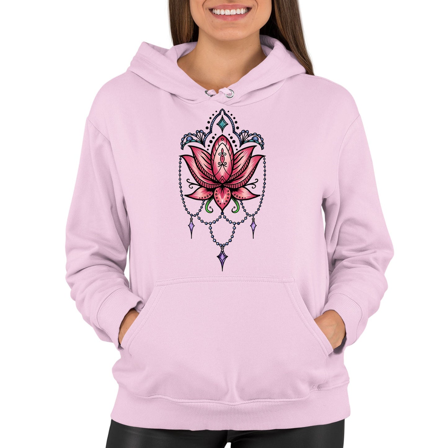 Lotus Flower Tatto Style Womens Pullover Hoodie