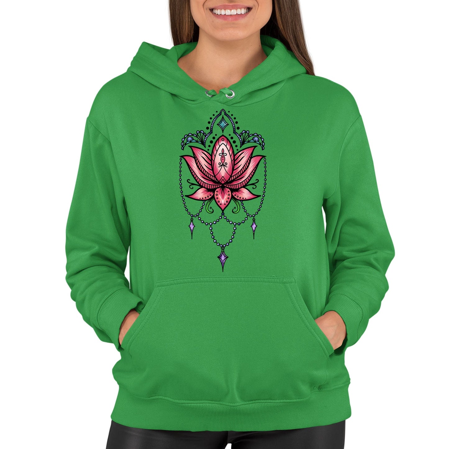 Lotus Flower Tatto Style Womens Pullover Hoodie