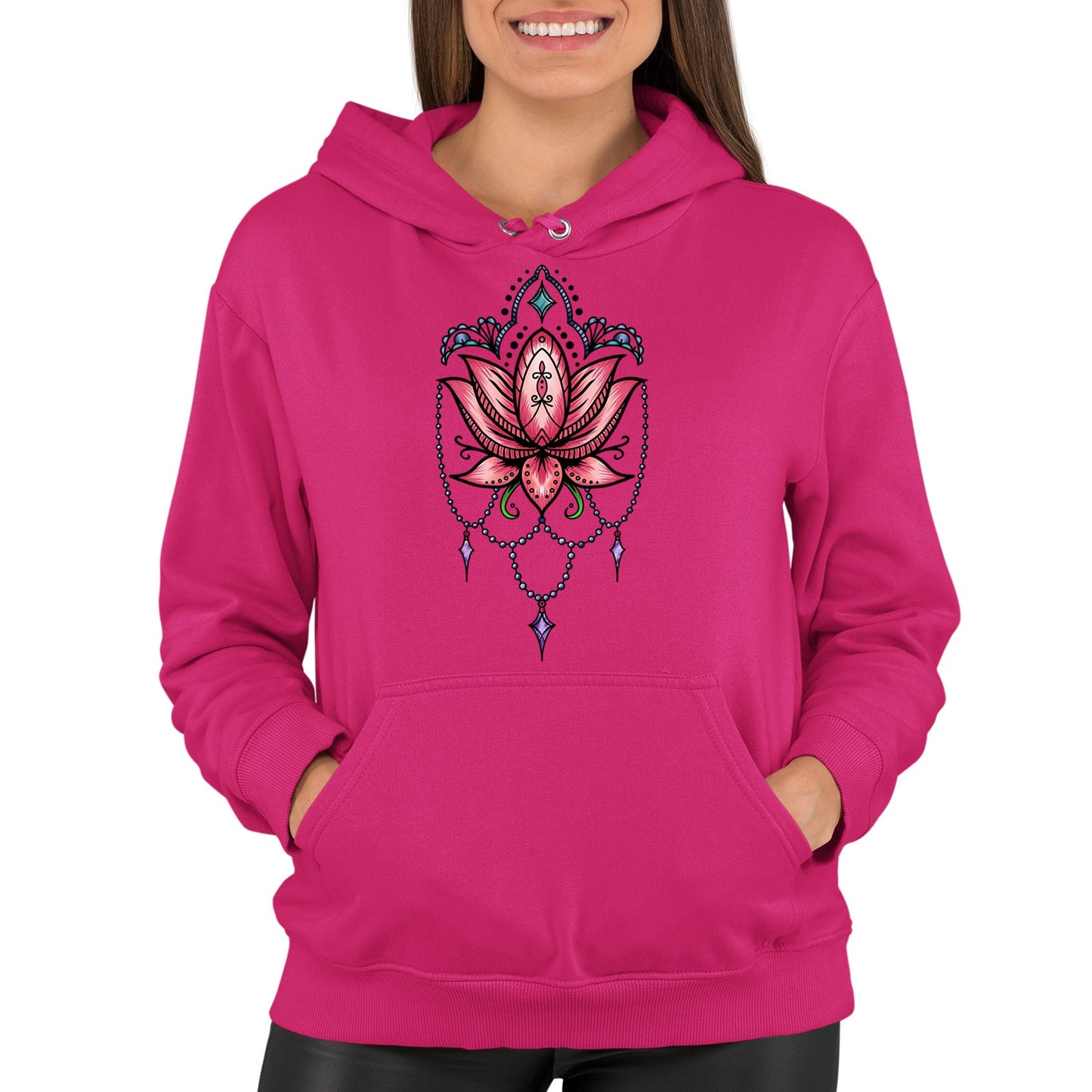 Lotus Flower Tatto Style Womens Pullover Hoodie