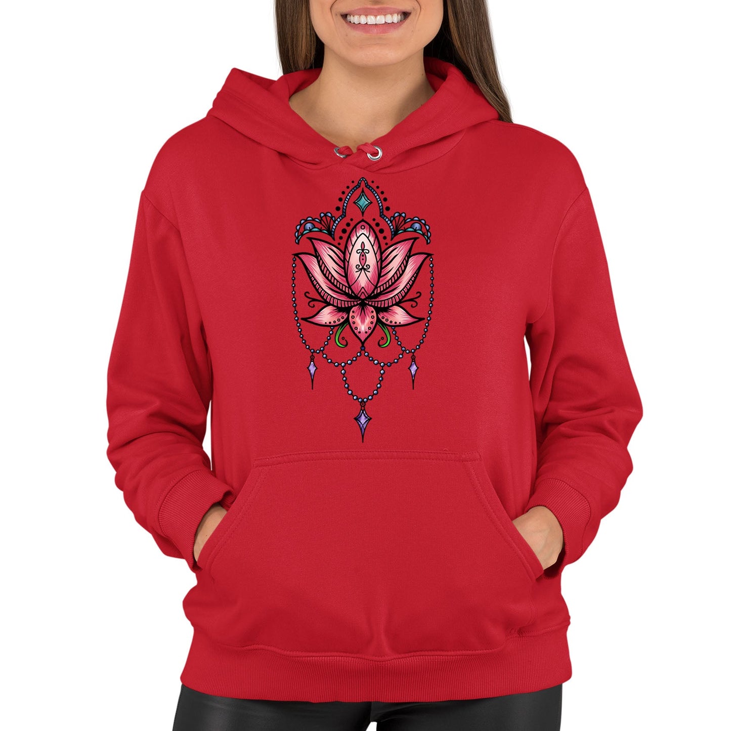 Lotus Flower Tatto Style Womens Pullover Hoodie