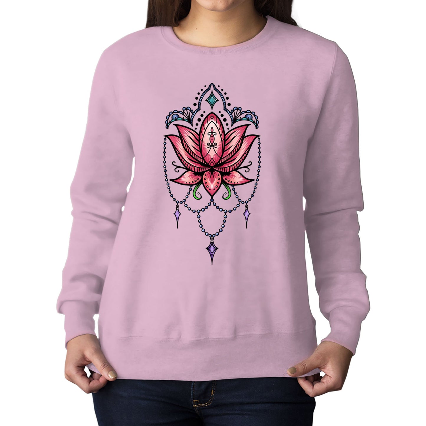 Lotus Flower Tatto Style Womens Sweatshirt