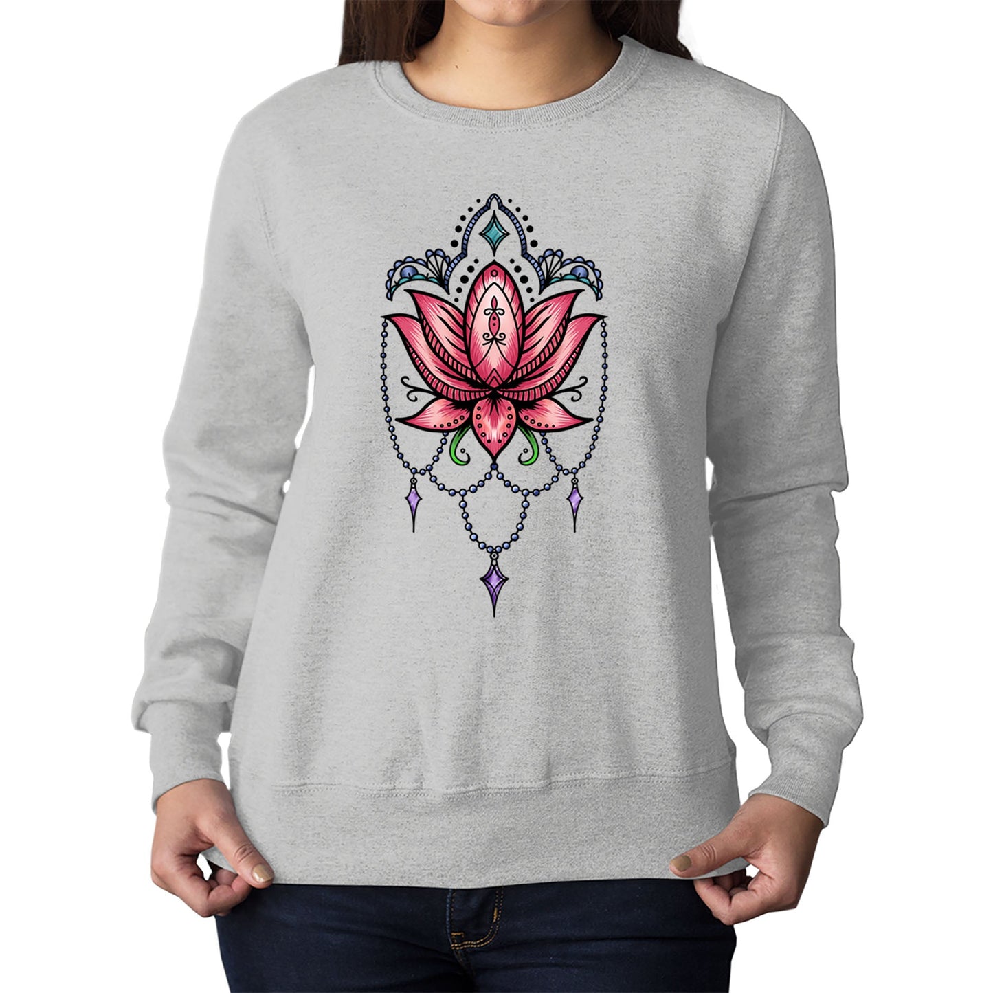 Lotus Flower Tatto Style Womens Sweatshirt