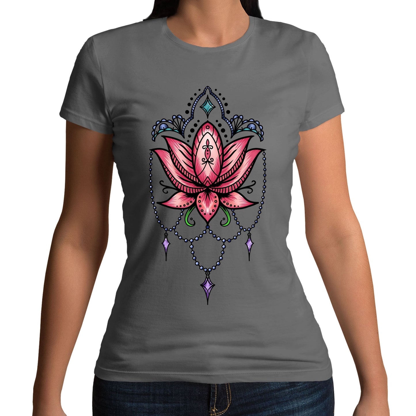 Lotus Flower Tatto Style Womens T-shirt