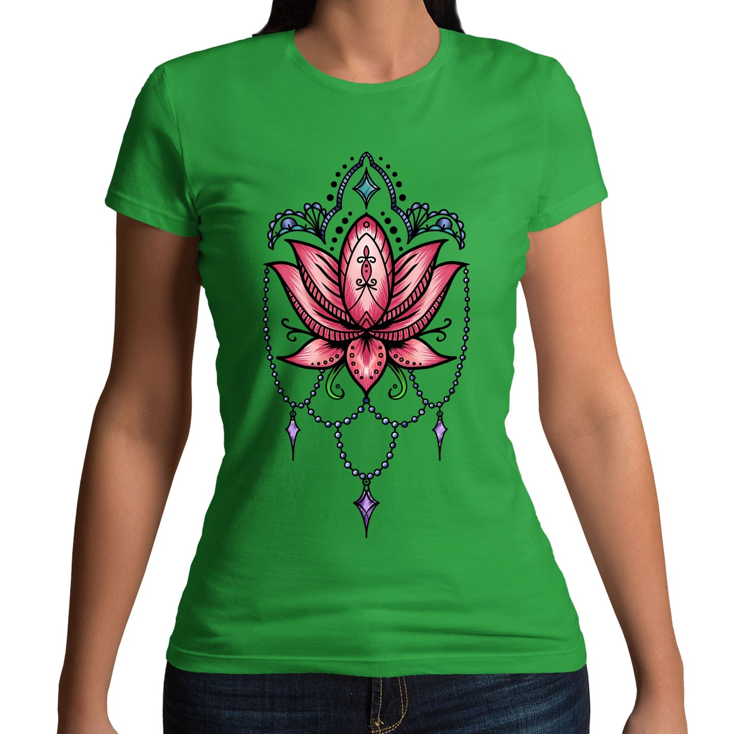 Lotus Flower Tatto Style Womens T-shirt