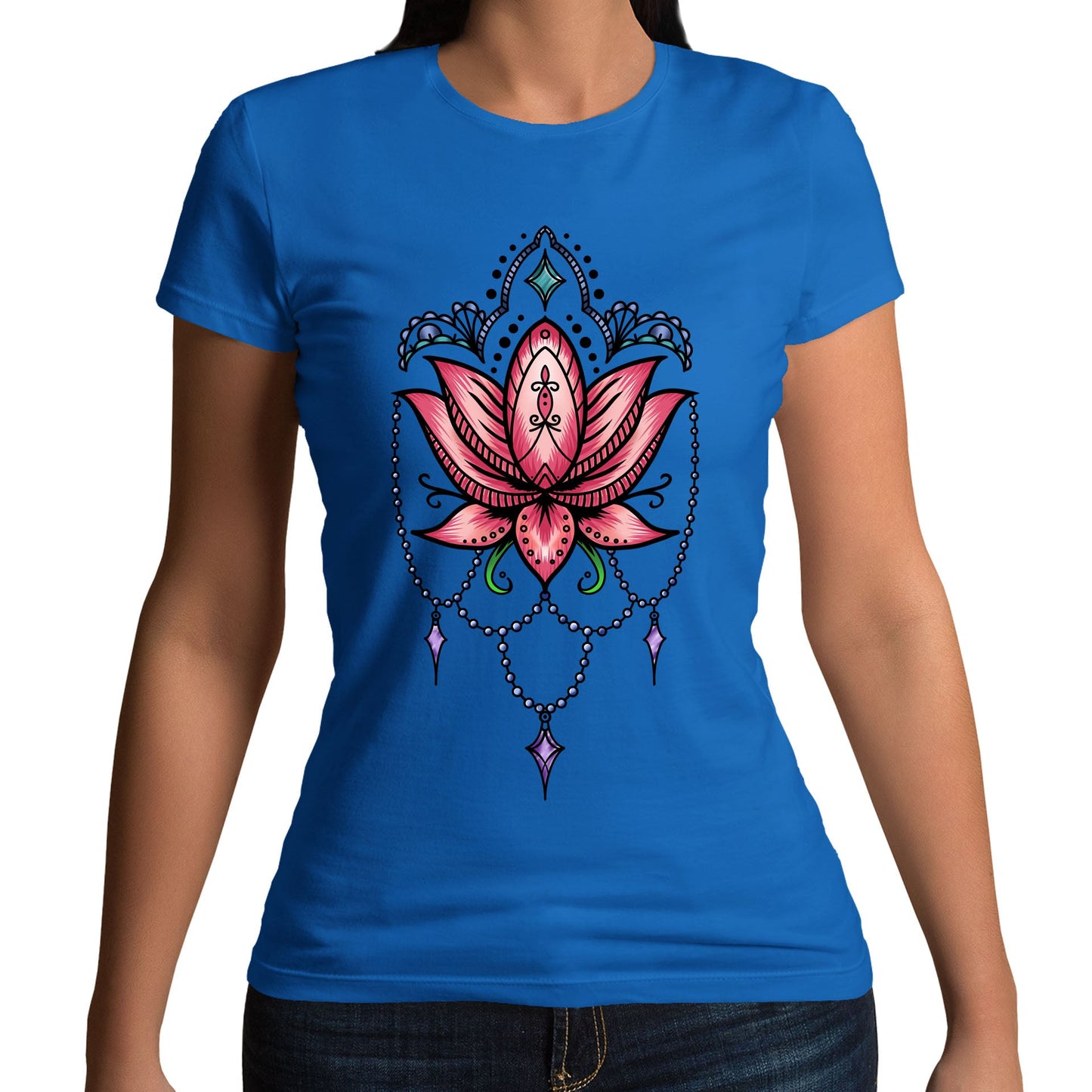 Lotus Flower Tatto Style Womens T-shirt