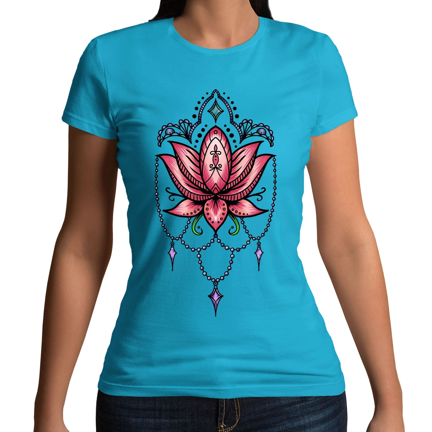 Lotus Flower Tatto Style Womens T-shirt