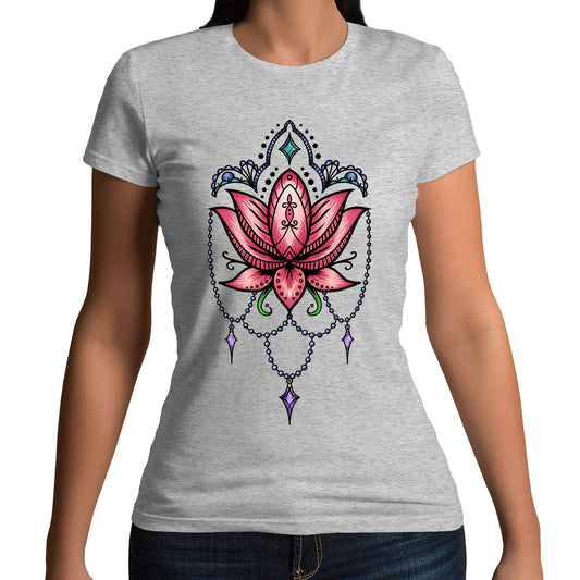 Lotus Flower Tatto Style Womens T-shirt