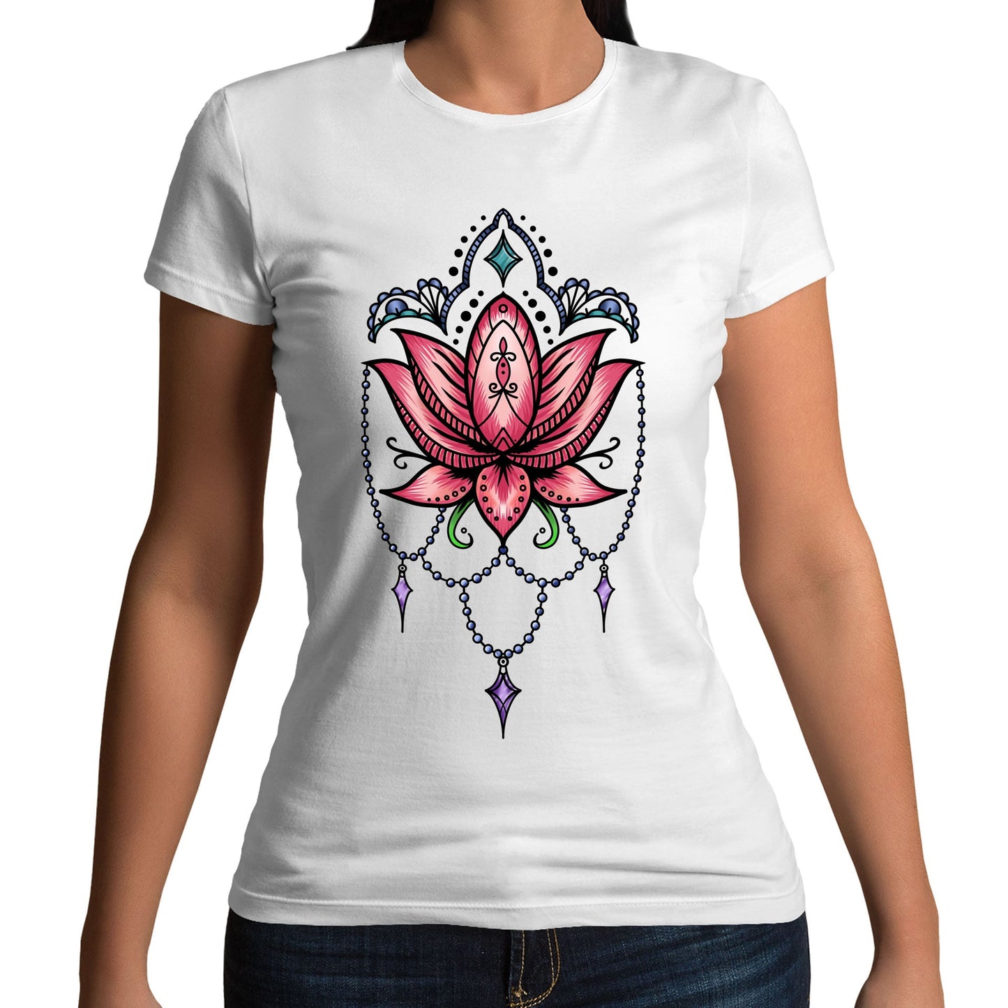 Lotus Flower Tatto Style Womens T-shirt