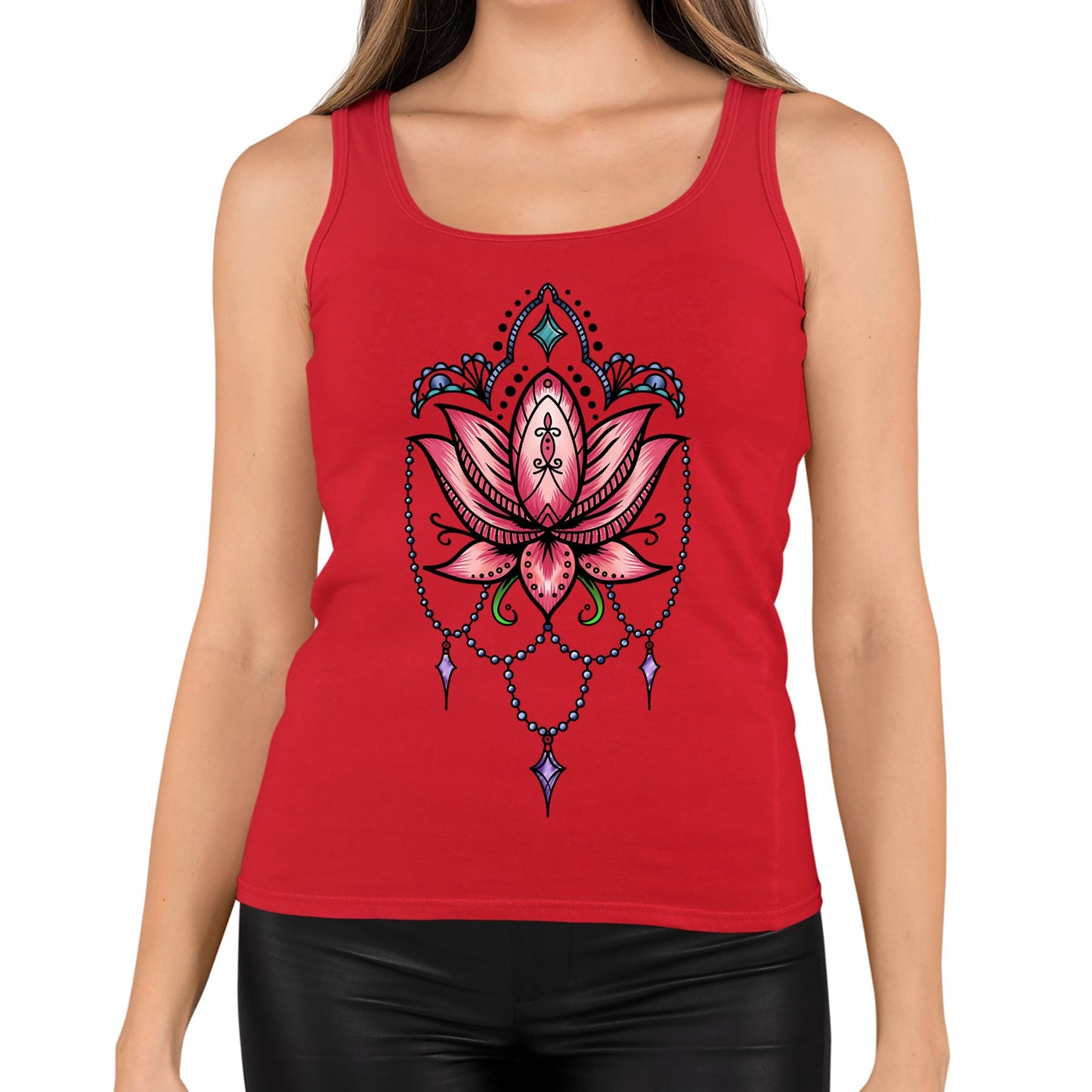 Lotus Flower Tatto Style Womens Vest