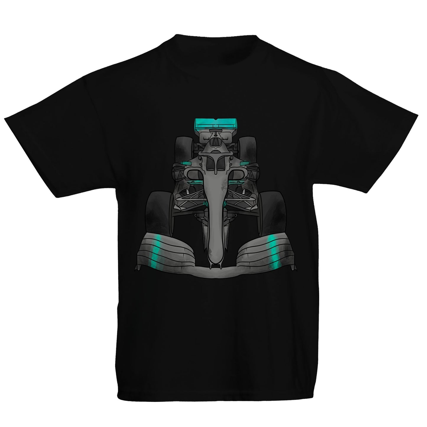 Formula F Car 1 One Turquoise Water Colour Kids T-shirt