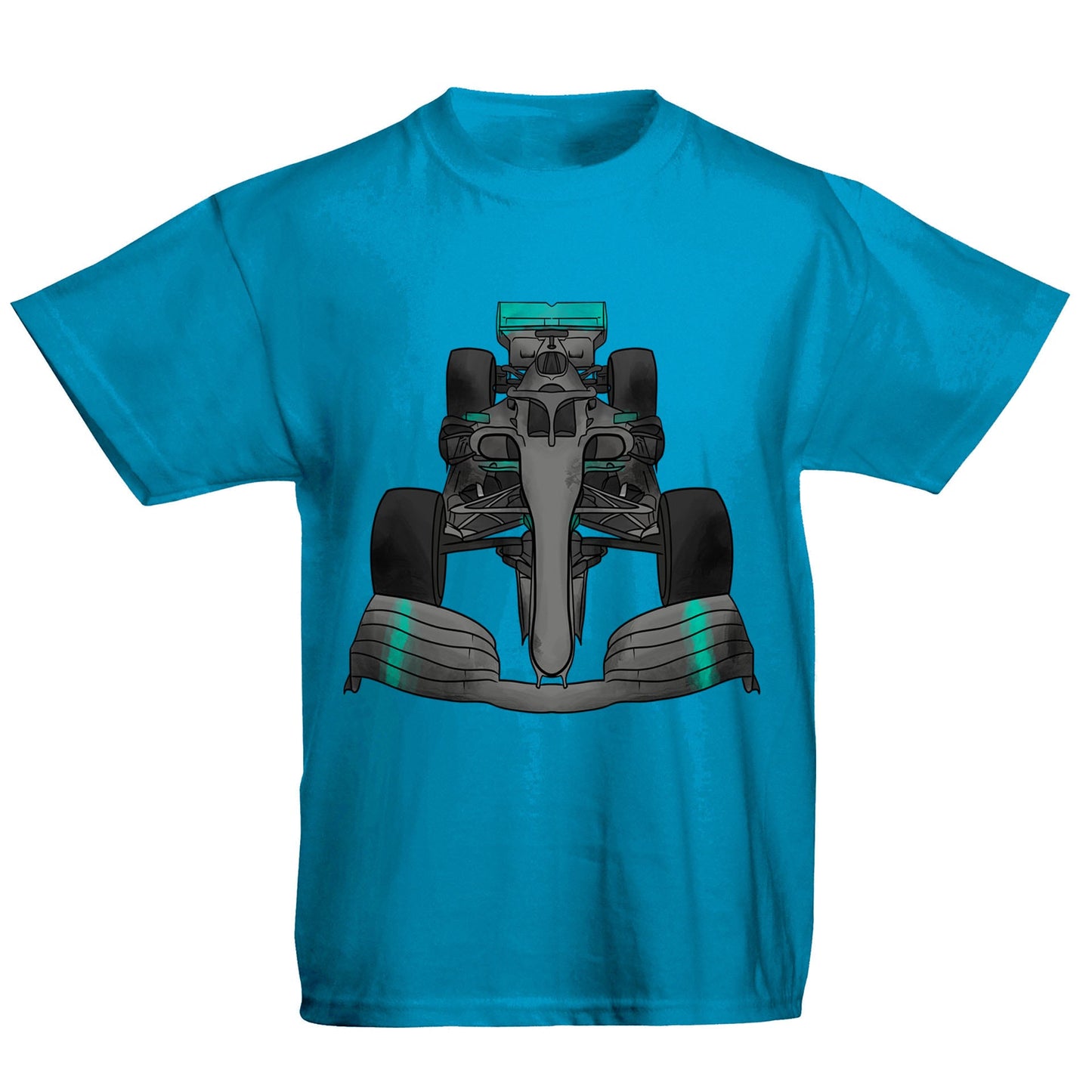 Formula F Car 1 One Turquoise Water Colour Kids T-shirt