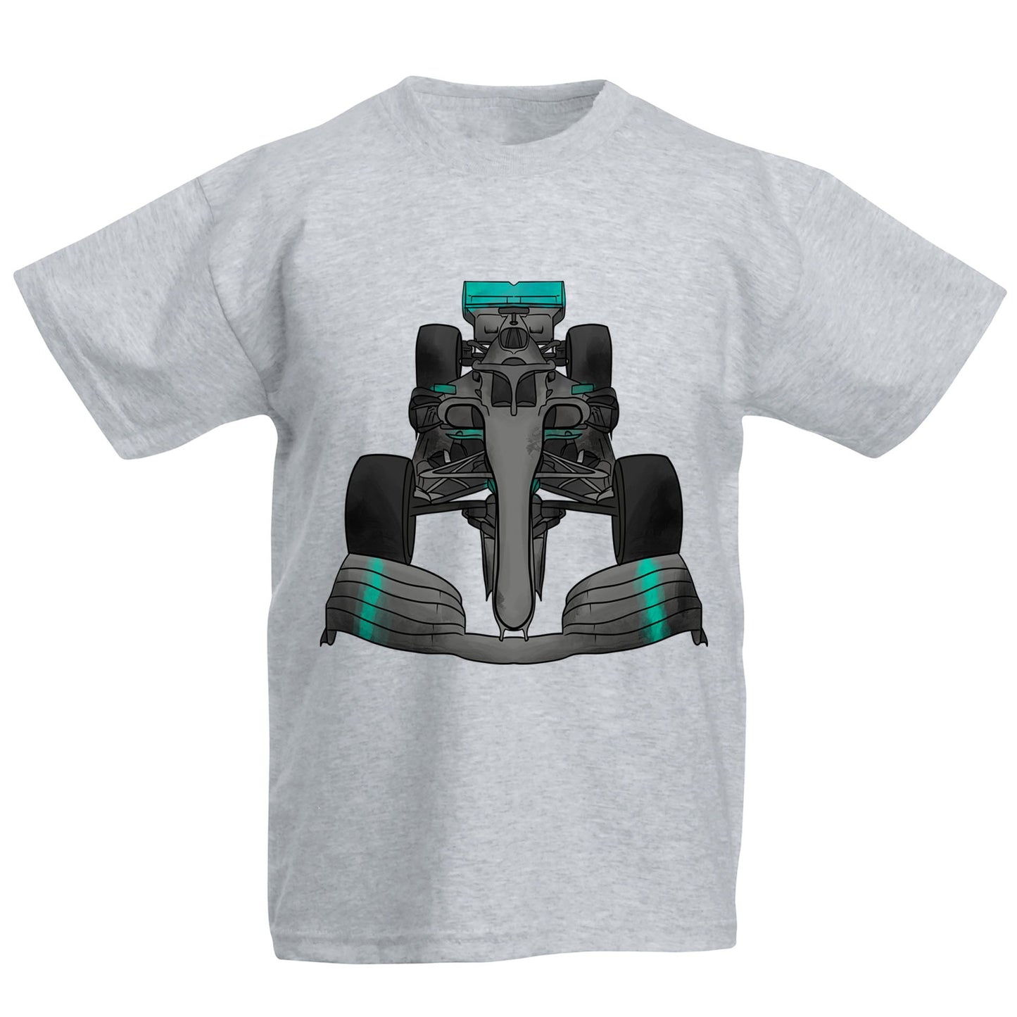 Formula F Car 1 One Turquoise Water Colour Kids T-shirt