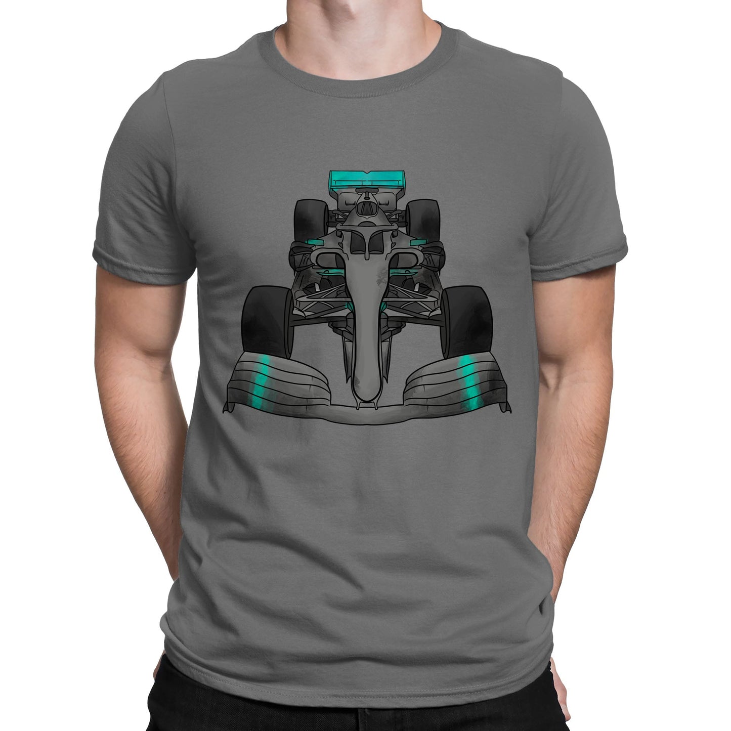 Formula F Car 1 One Turquoise Water Colour Mens T-shirt