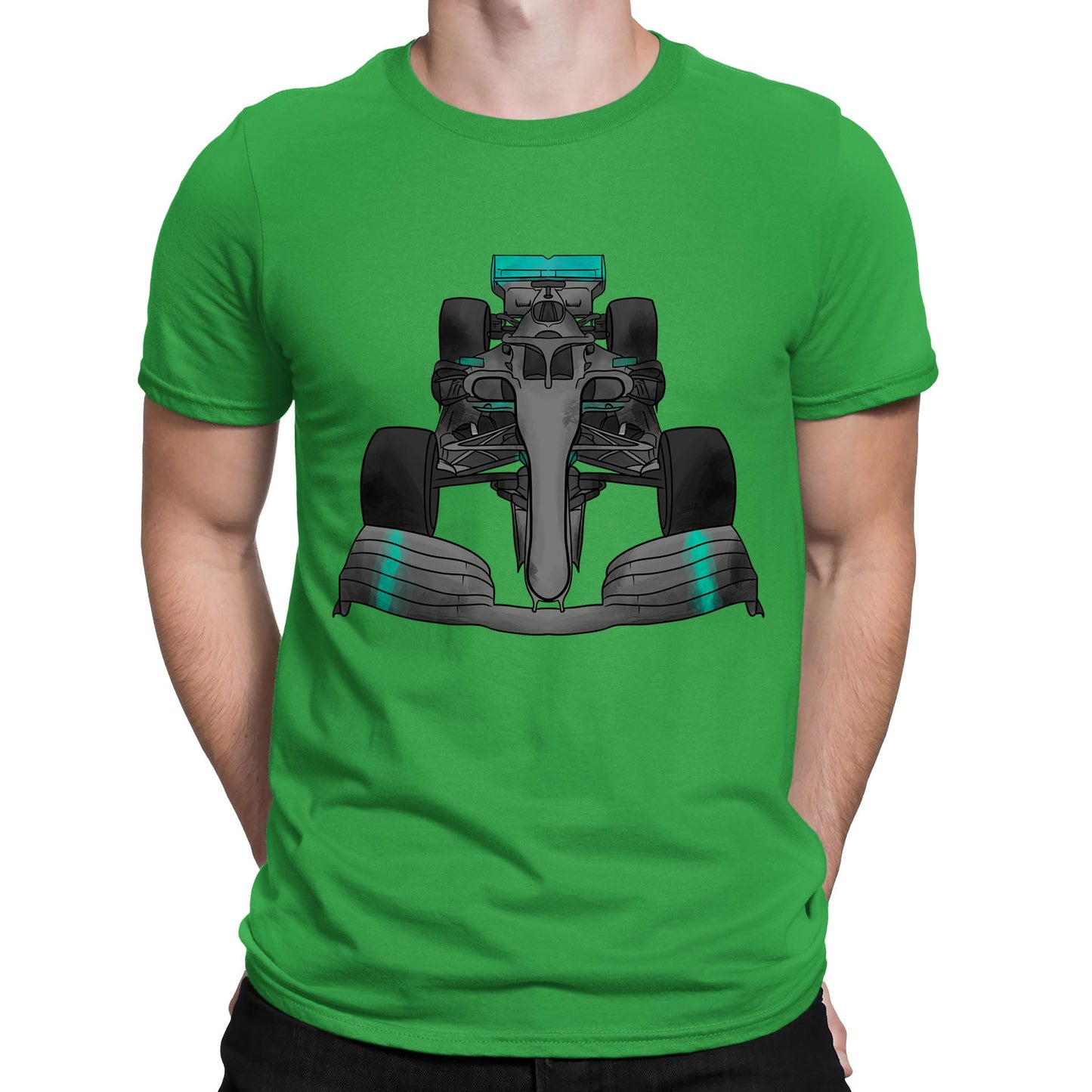 Formula F Car 1 One Turquoise Water Colour Mens T-shirt