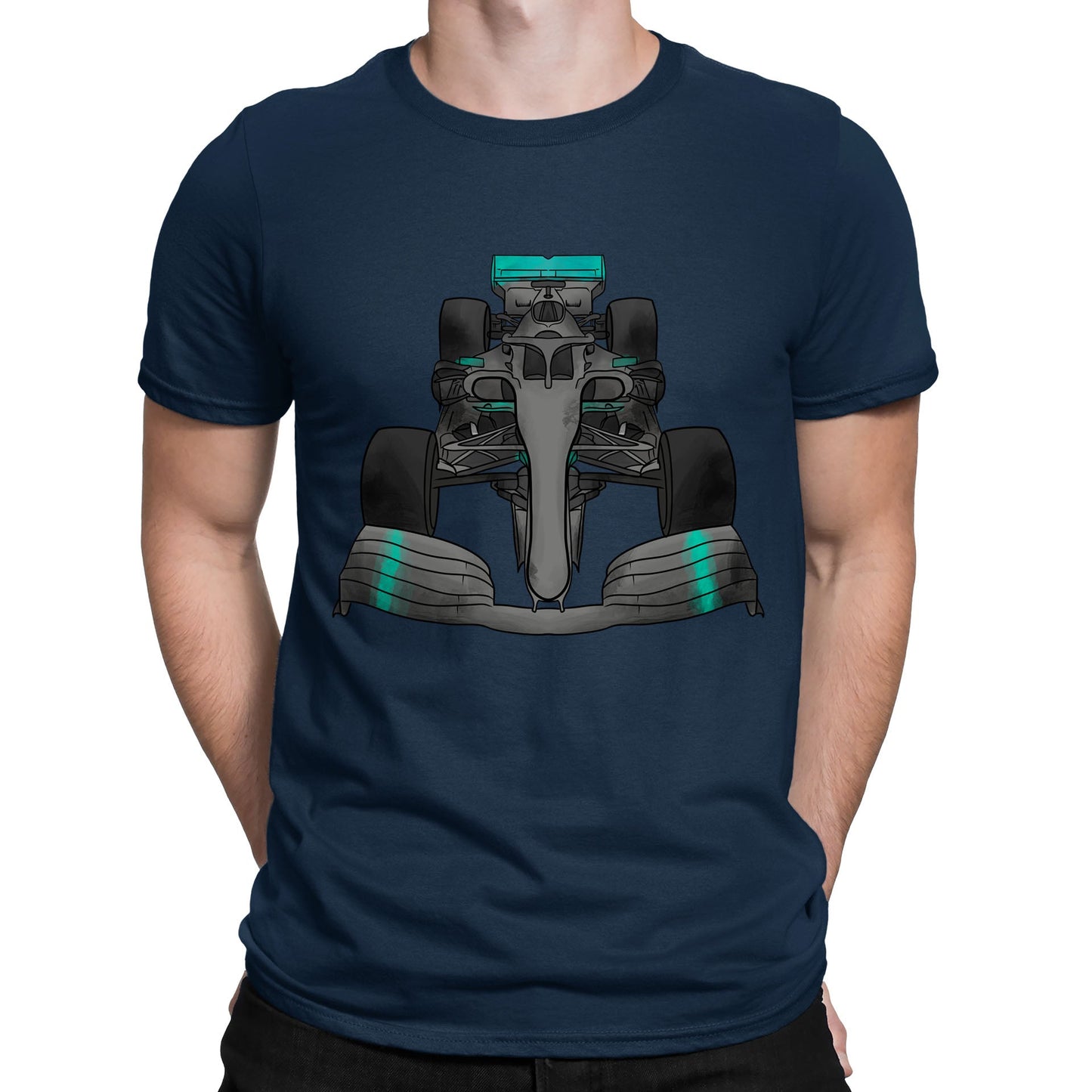 Formula F Car 1 One Turquoise Water Colour Mens T-shirt