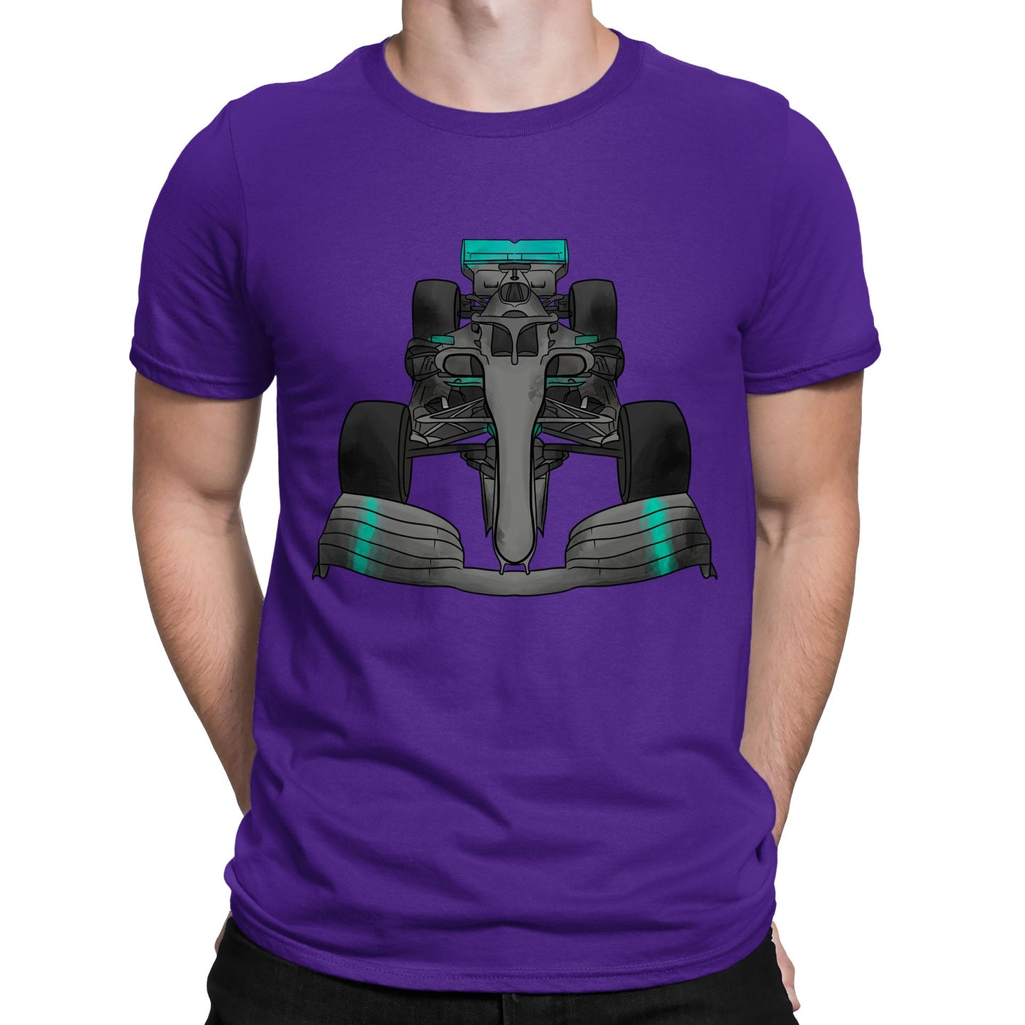 Formula F Car 1 One Turquoise Water Colour Mens T-shirt