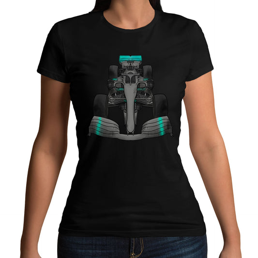 Formula F Car 1 One Turquoise Water Colour Womens T-shirt