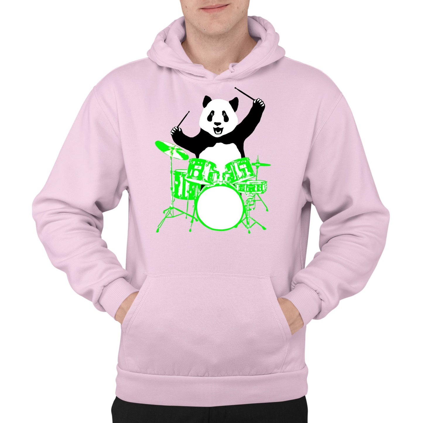 Panda Drummer Mens Pullover Hoodie