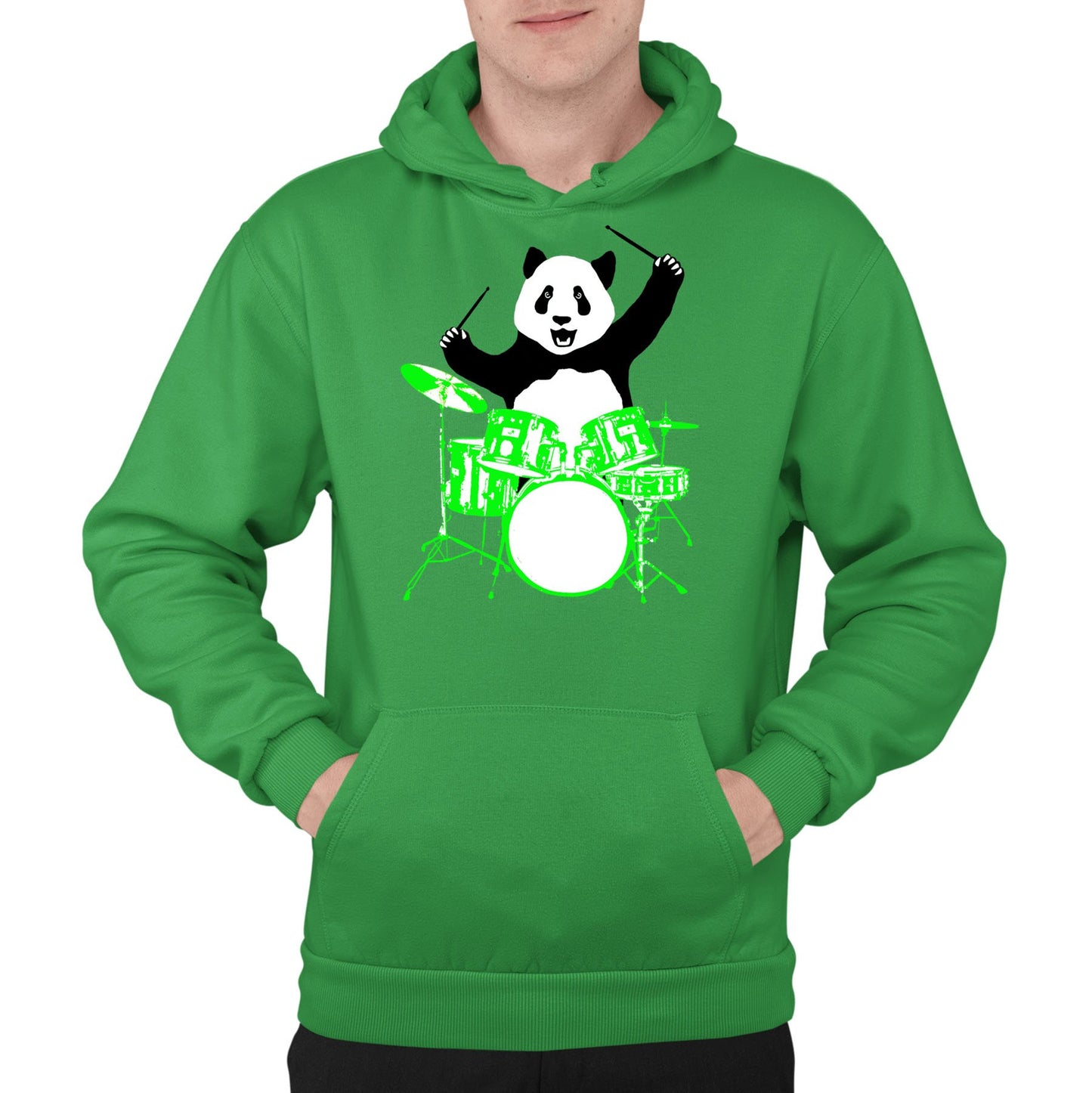 Panda Drummer Mens Pullover Hoodie