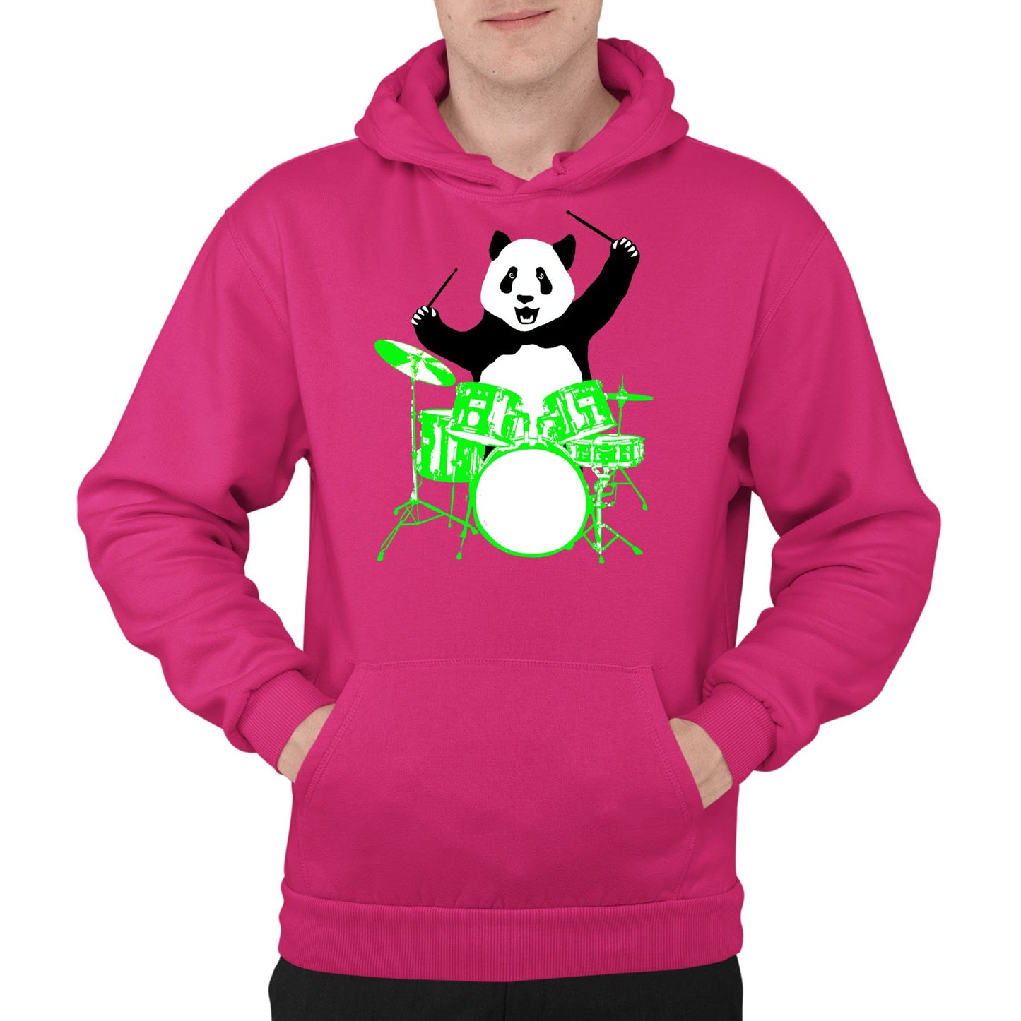 Panda Drummer Mens Pullover Hoodie