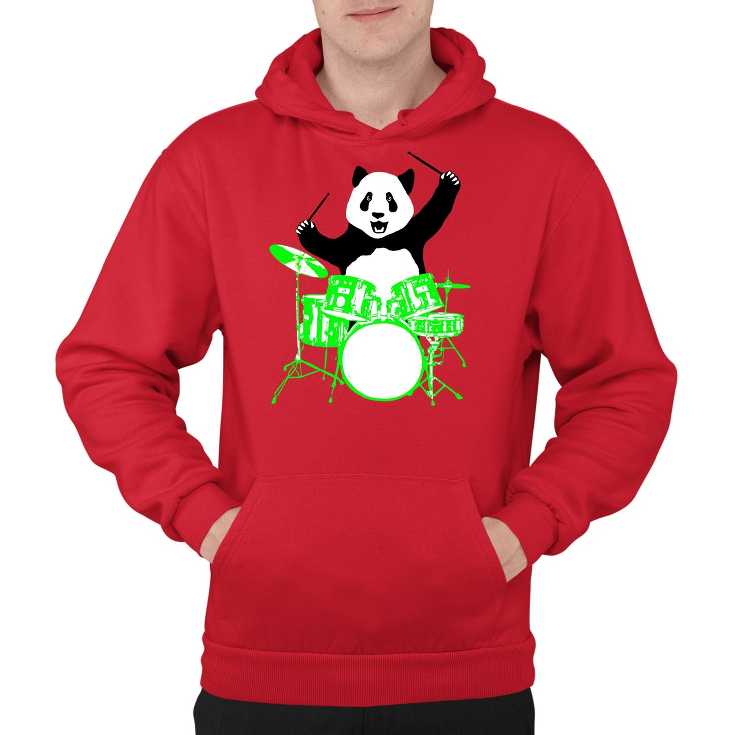 Panda Drummer Mens Pullover Hoodie