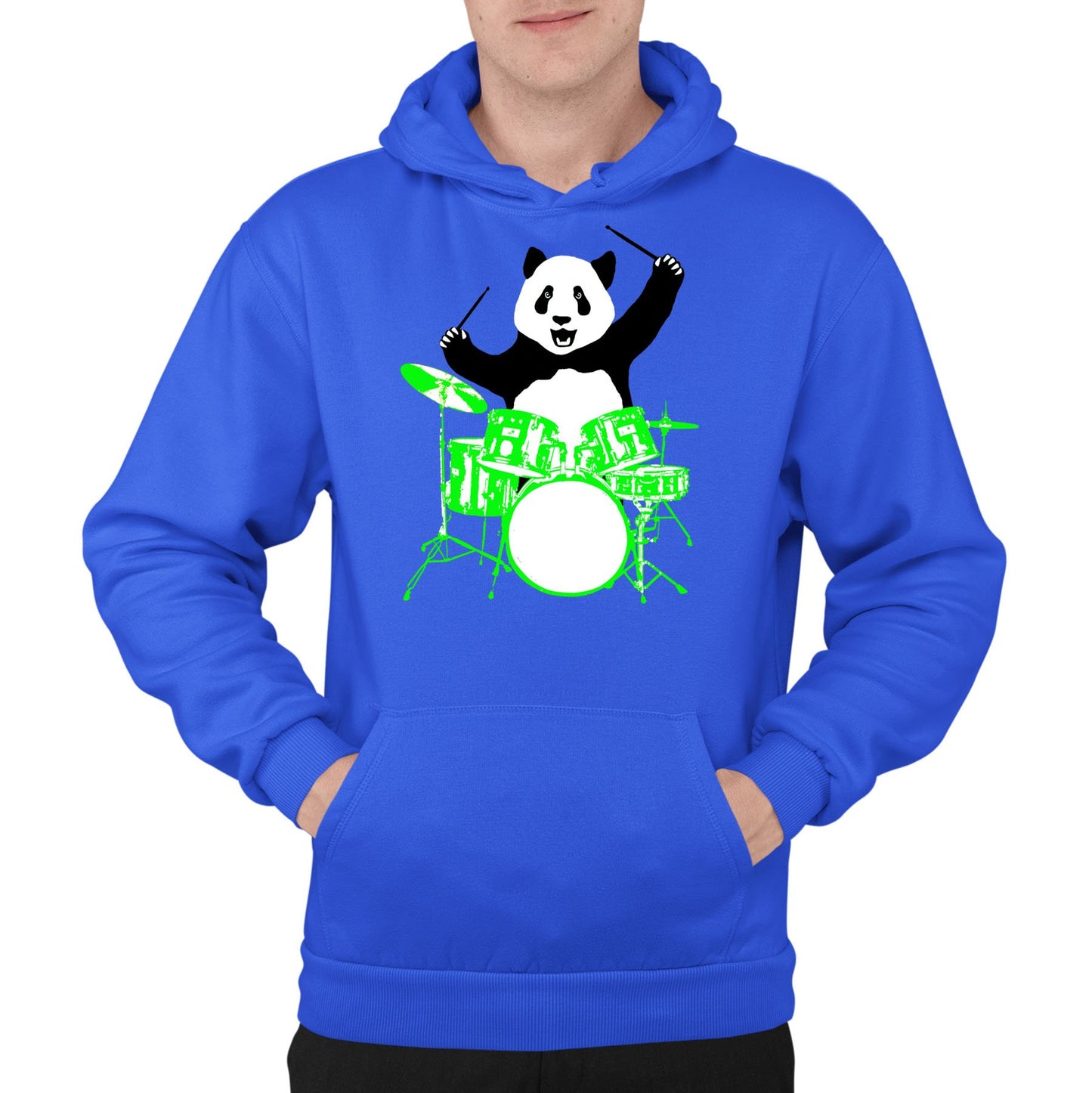 Panda Drummer Mens Pullover Hoodie