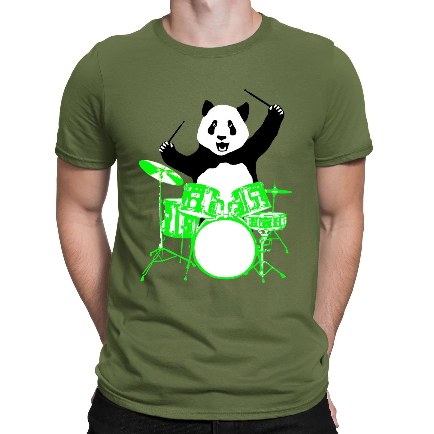 Panda Drummer Mens T-shirt